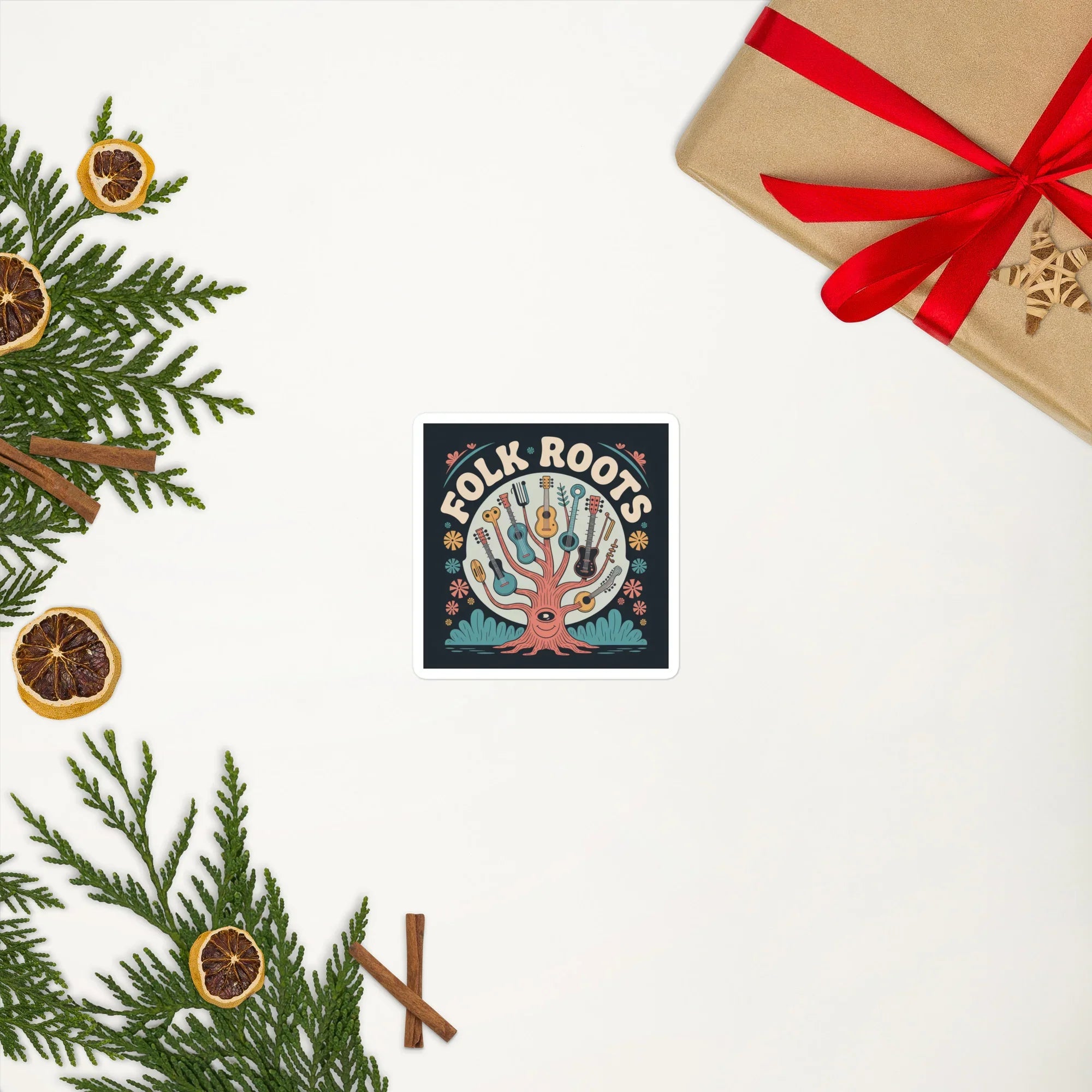 Folk Roots Sticker – Illustrated Acoustic Tree Magic - RaZits