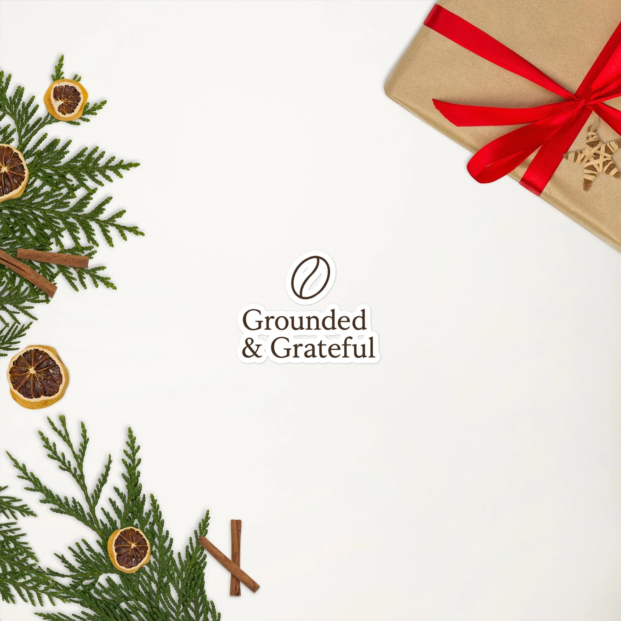 Grounded & Grateful Sticker – Minimal Coffee Calm - RaZits