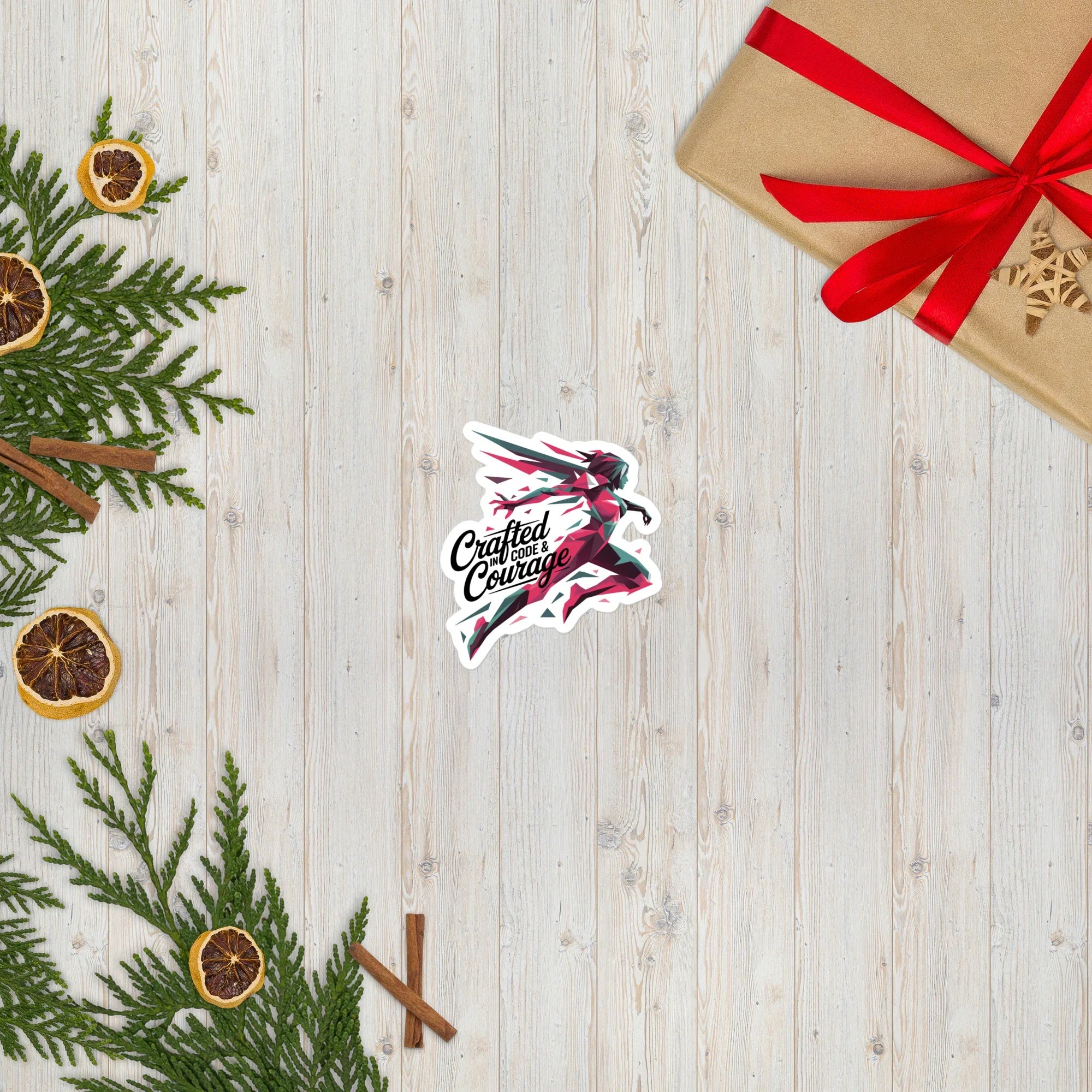 Crafted in Code & Courage Sticker – Tech Girl Art Decal - RaZits