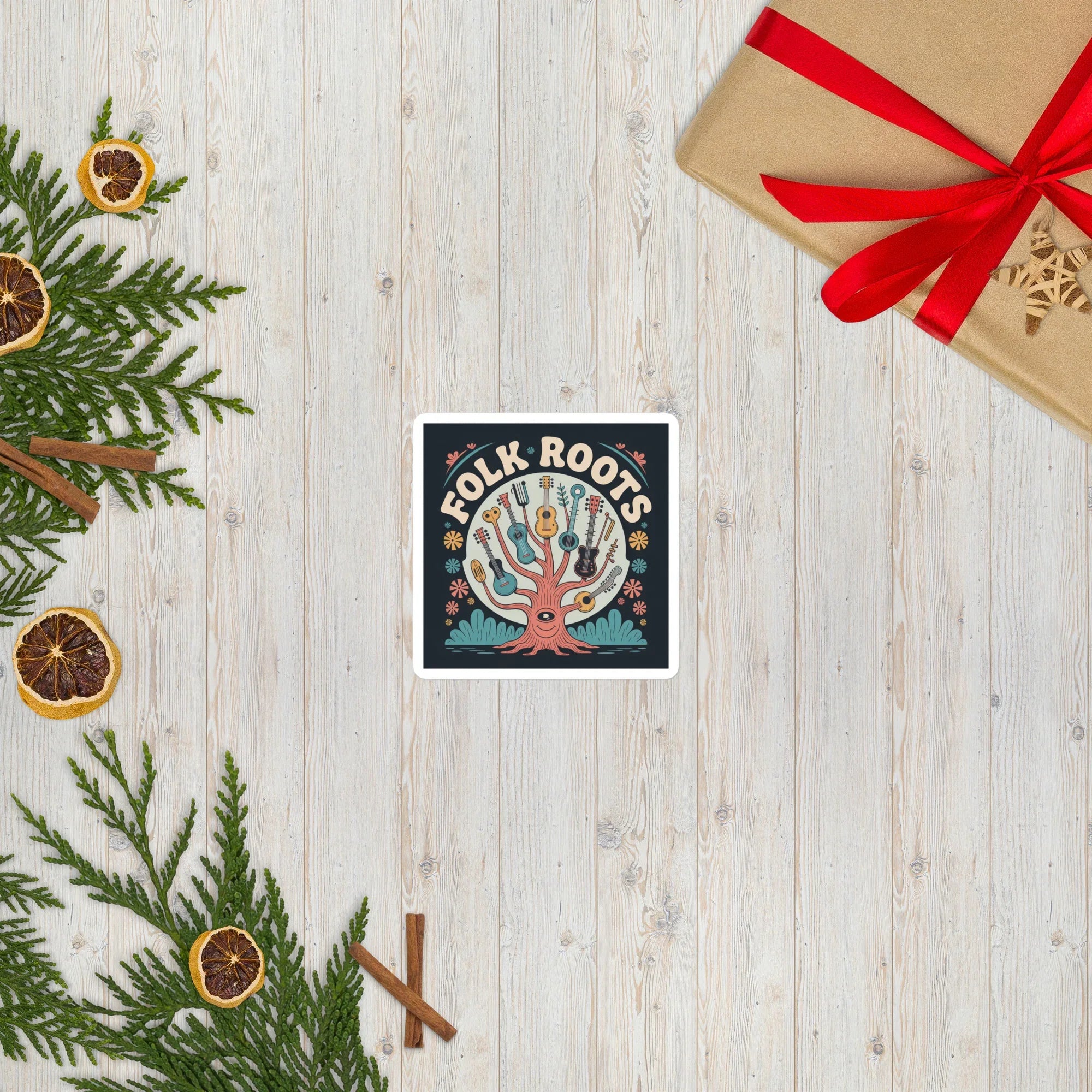 Folk Roots Sticker – Illustrated Acoustic Tree Magic - RaZits