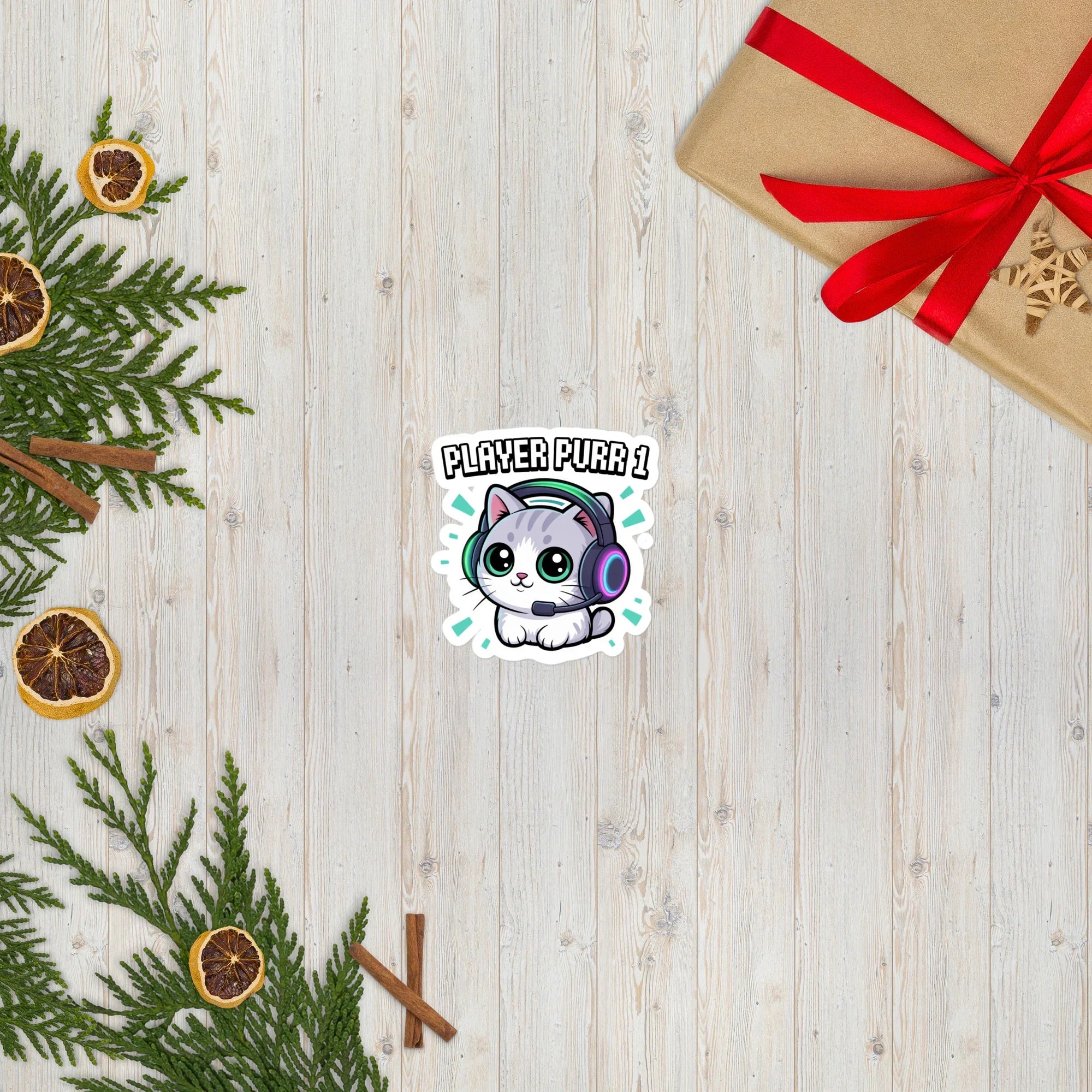 Player Purr 1 Kawaii Gamer Cat Sticker - RaZits