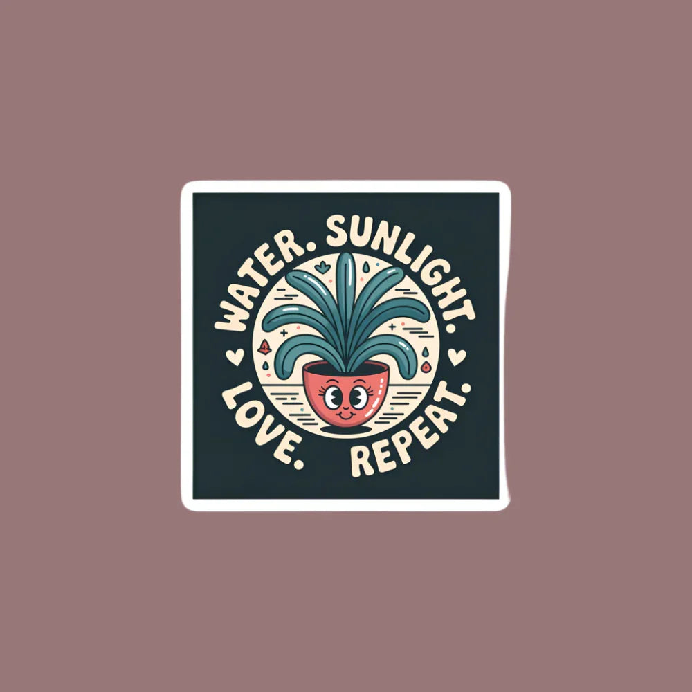 Plant Care Sticker – Water Sunlight Love Repeat Vinyl Decal - RaZits