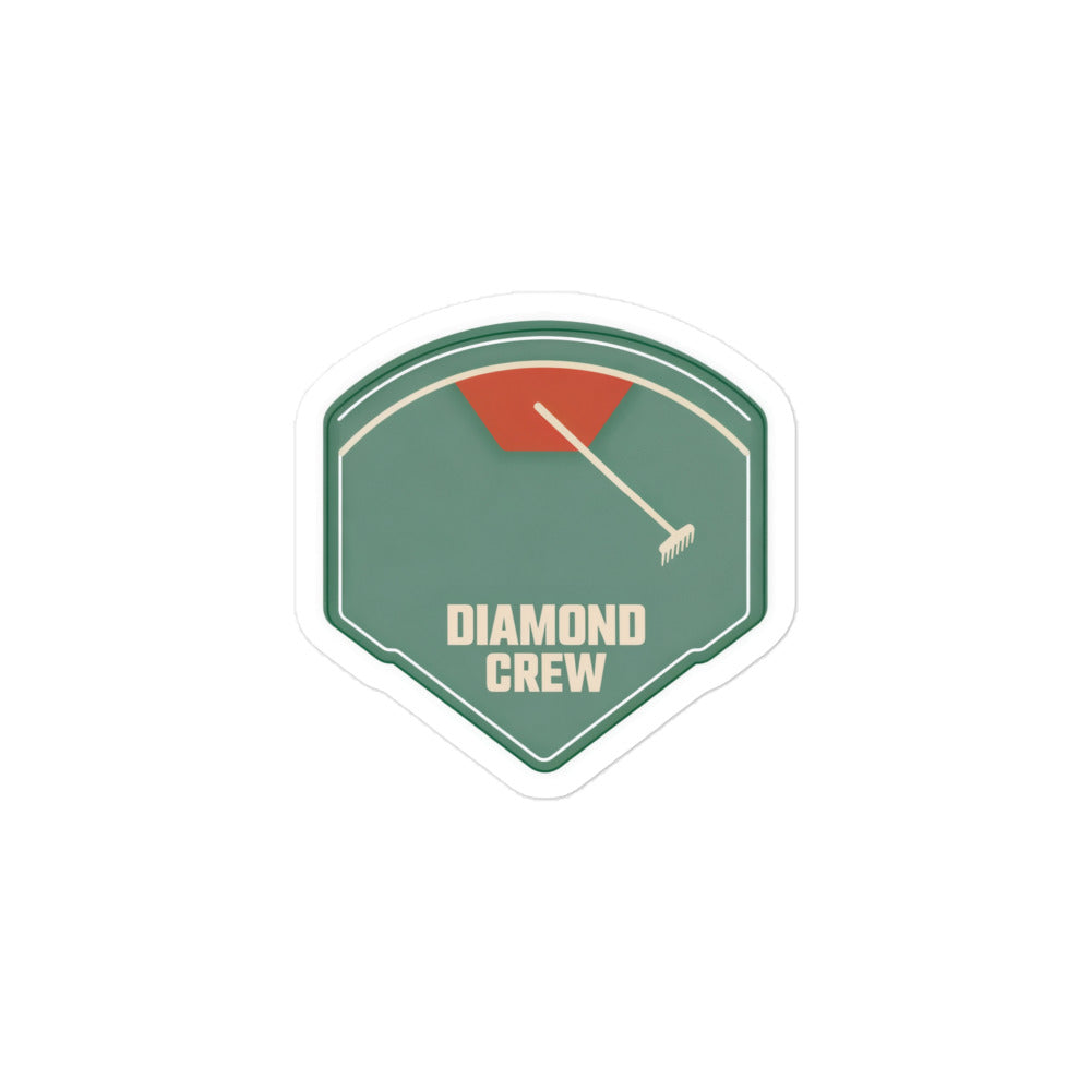 Baseball Grounds Crew Sticker – Diamond Crew, 3x3 inch nominal option, full sticker front showing the complete design.
