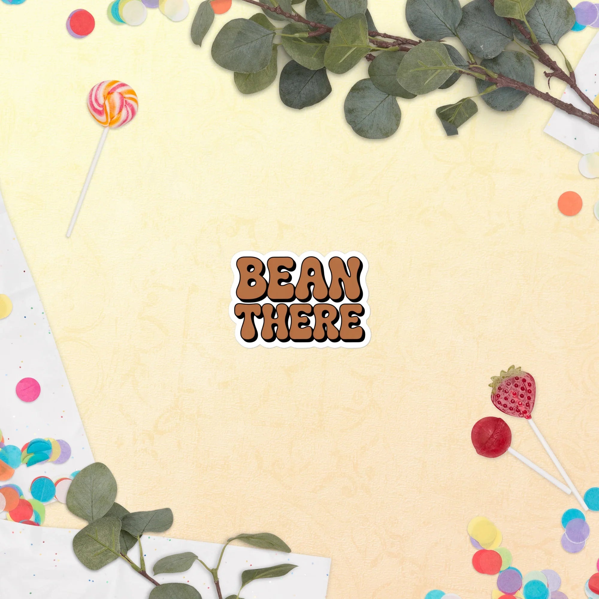 Bean There Sticker – Retro Coffee Pun Vinyl - RaZits