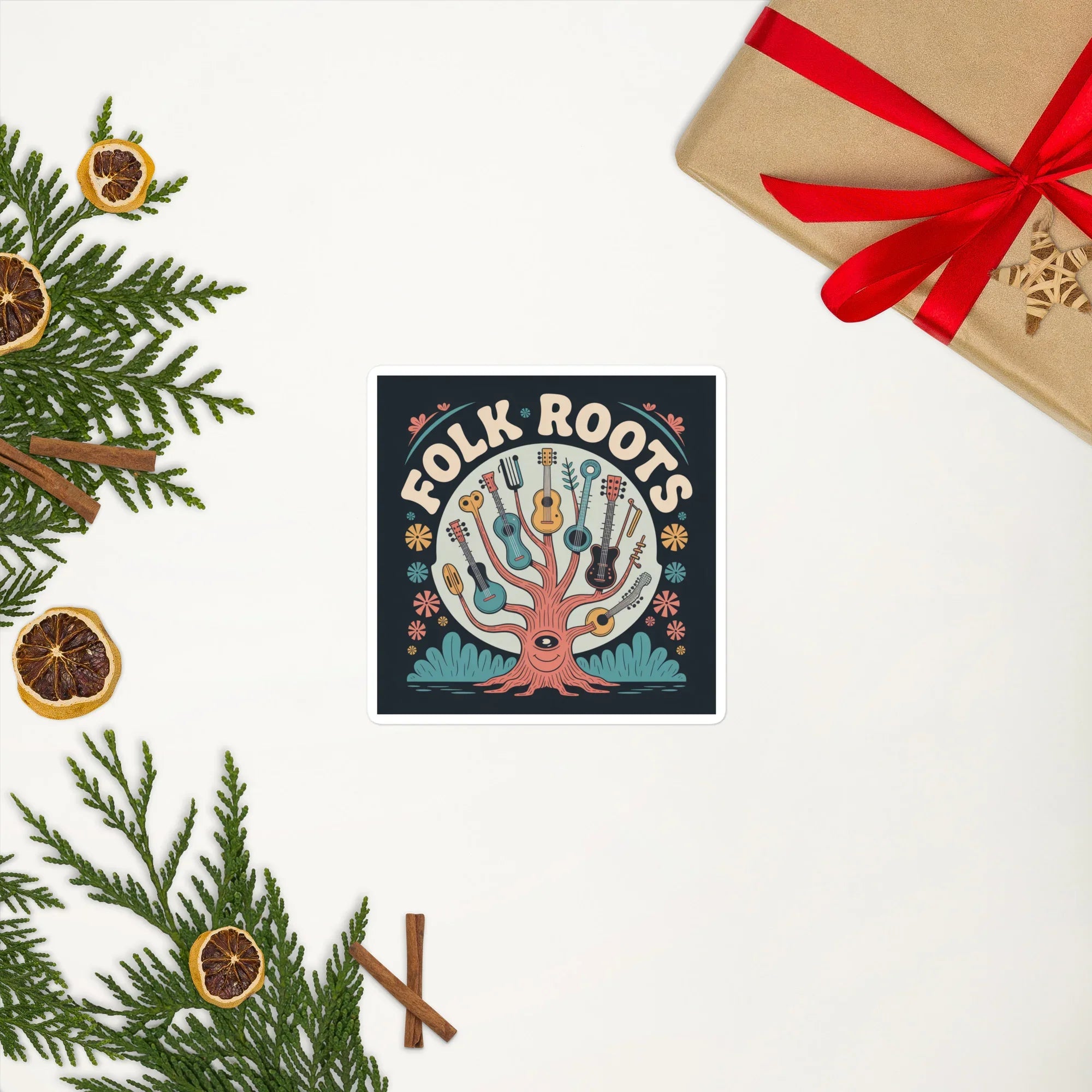 Folk Roots Sticker – Illustrated Acoustic Tree Magic - RaZits