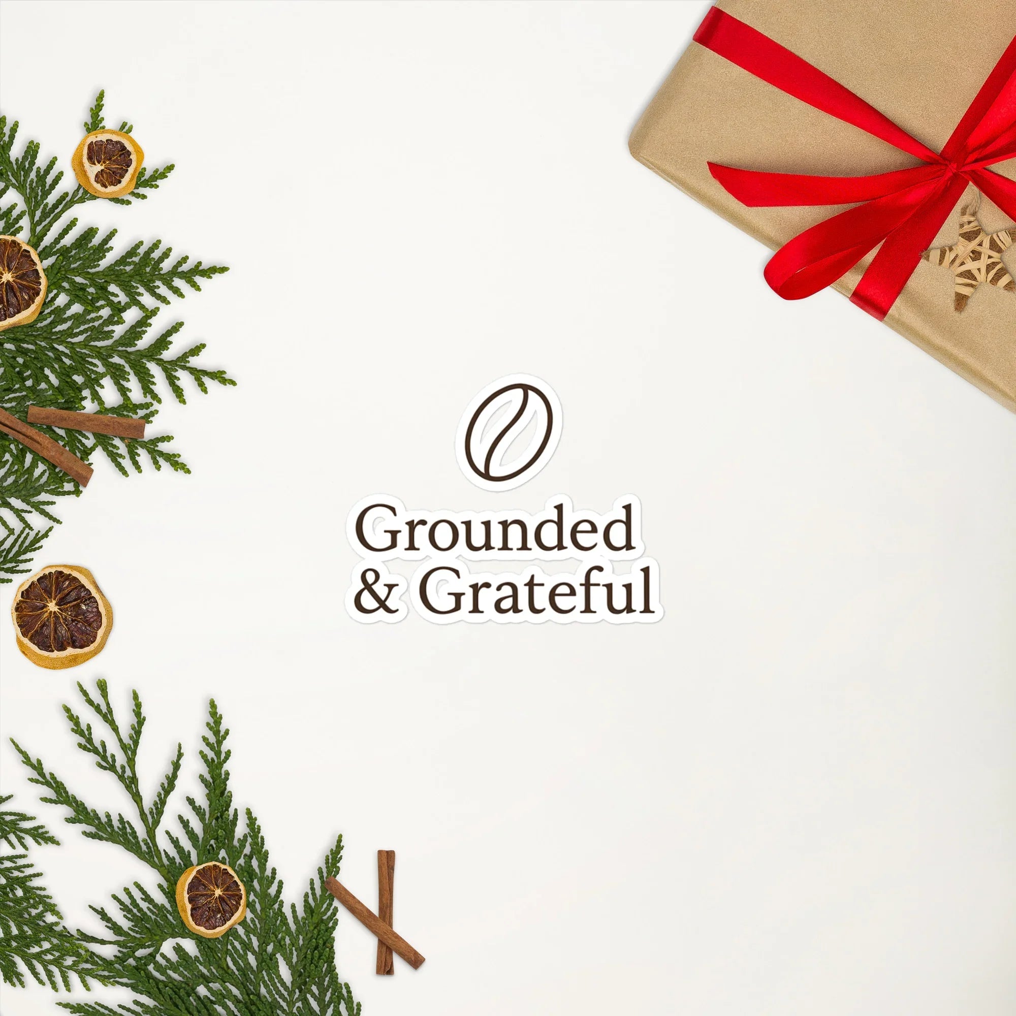 Grounded & Grateful Sticker – Minimal Coffee Calm - RaZits
