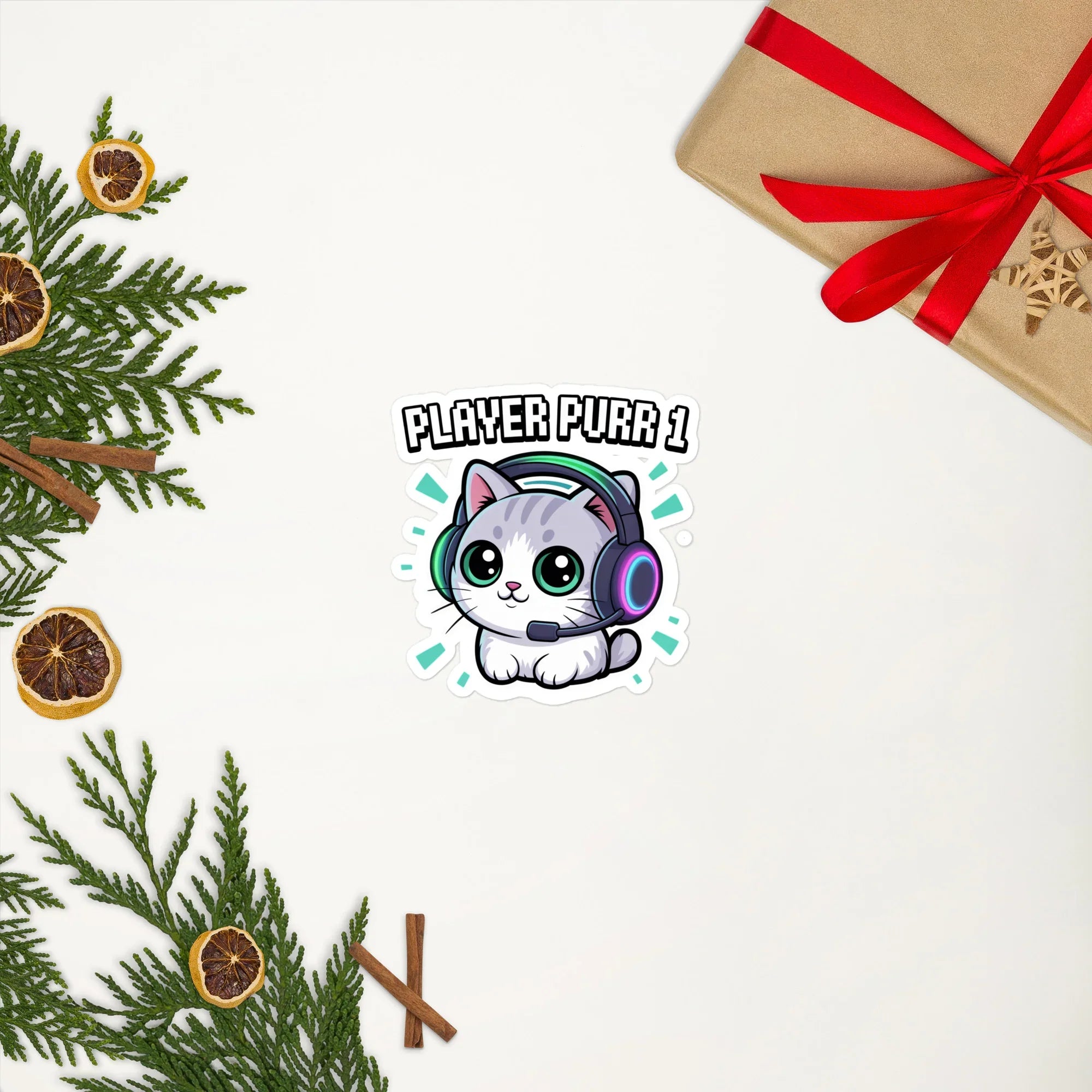 Player Purr 1 Kawaii Gamer Cat Sticker - RaZits