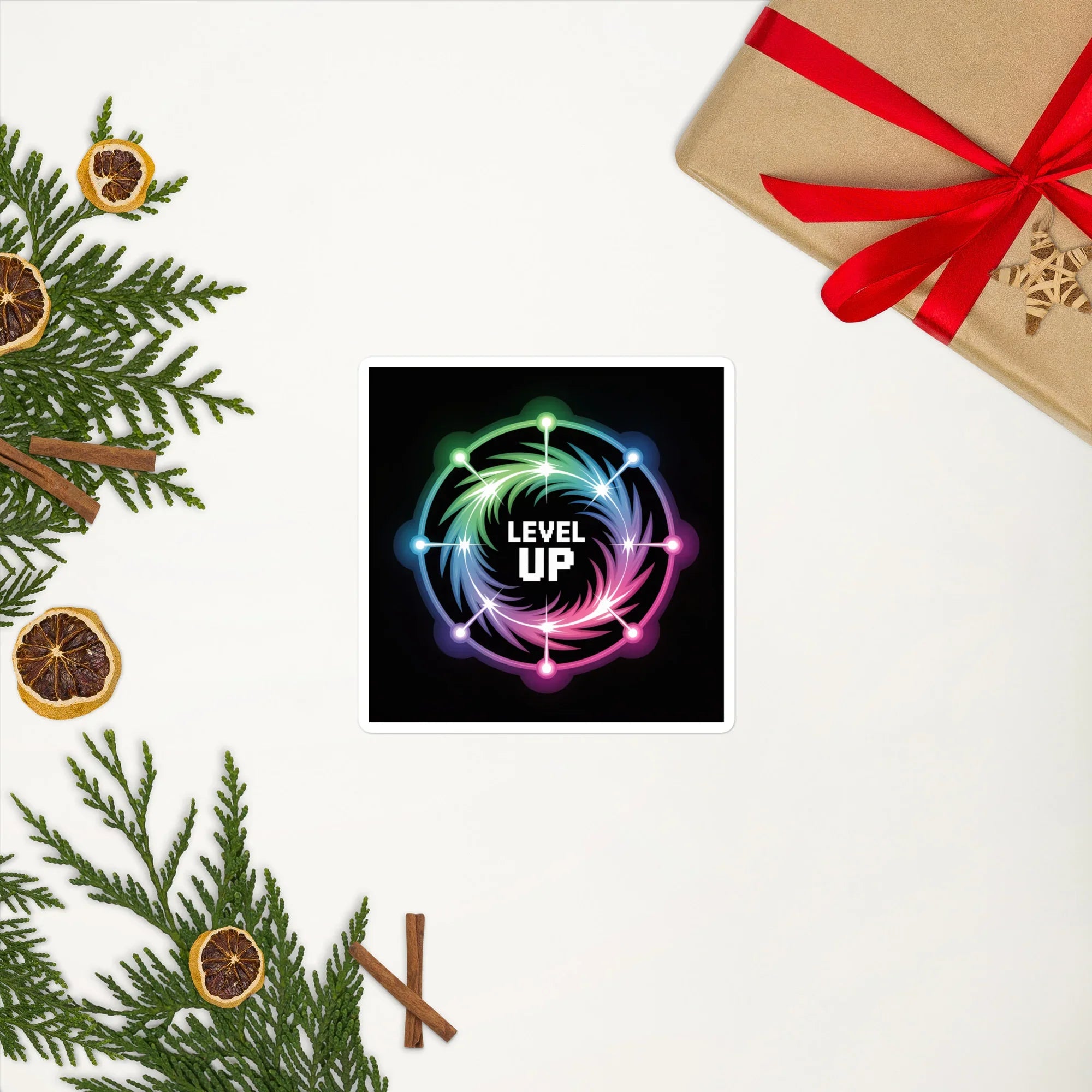 Level Up Gamer Art – Neon Power Up Gaming Sticker for Retro Arcade Vibes - RaZits