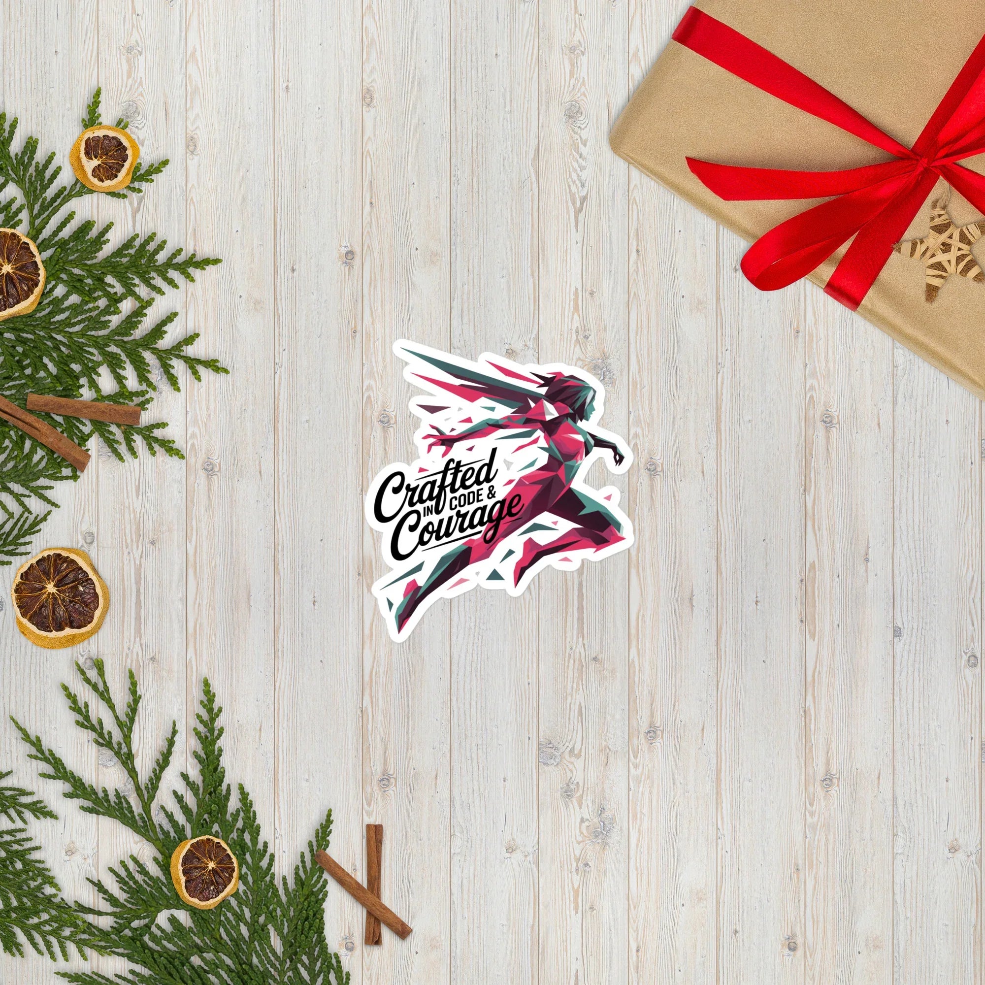 Crafted in Code & Courage Sticker – Tech Girl Art Decal - RaZits