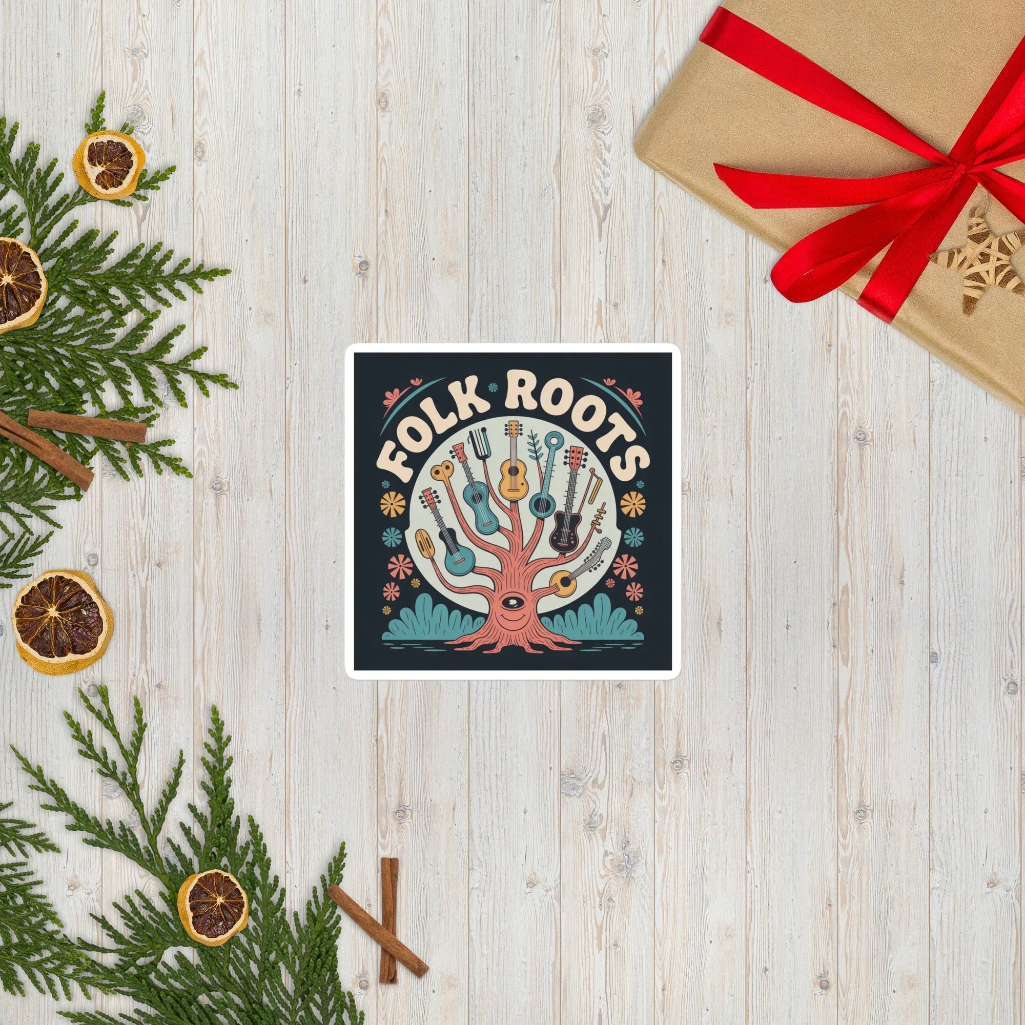 Folk Roots Sticker – Illustrated Acoustic Tree Magic - RaZits