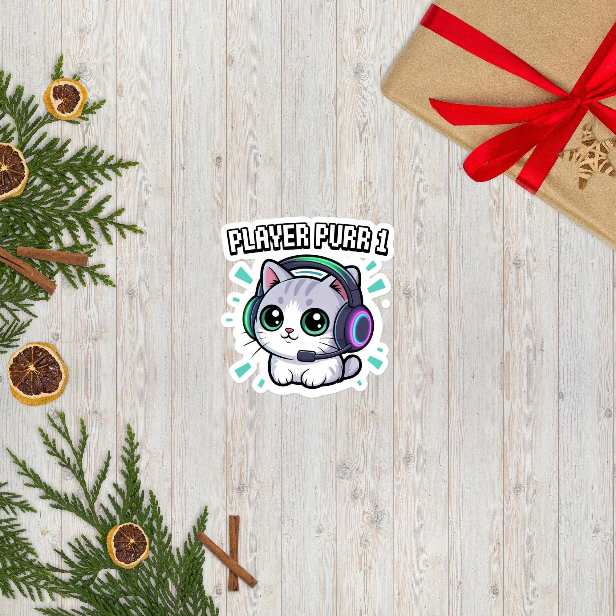 Player Purr 1 Kawaii Gamer Cat Sticker - RaZits