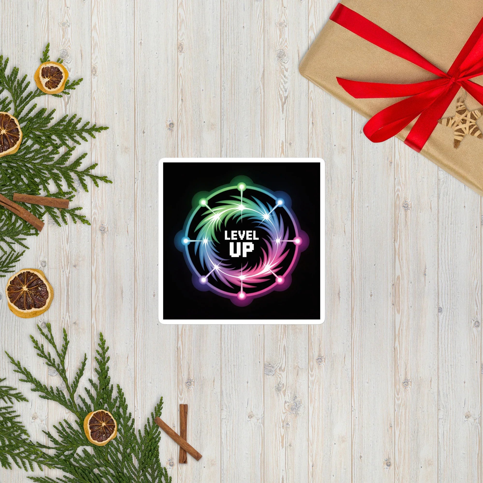 Level Up Gamer Art – Neon Power Up Gaming Sticker for Retro Arcade Vibes - RaZits