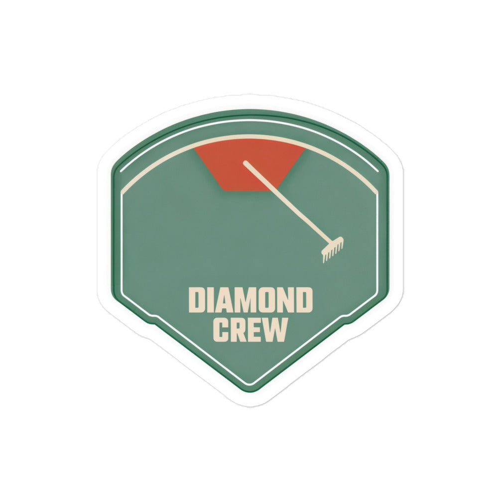 Baseball Grounds Crew Sticker – Diamond Crew, 4x4 inch nominal option, full sticker front showing the complete design.