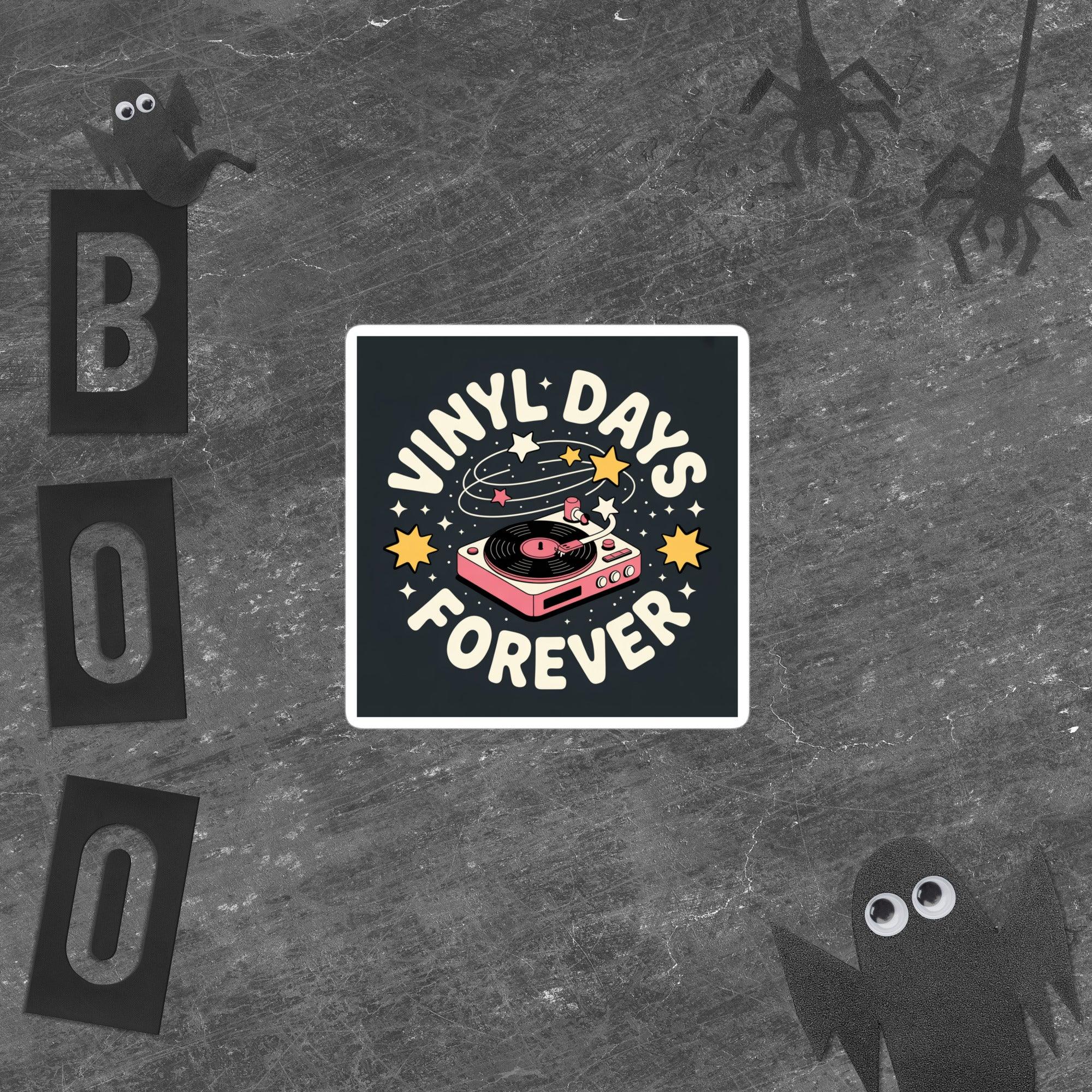 Vinyl Days Forever Sticker – Cosmic Record Player Vibes - RaZits