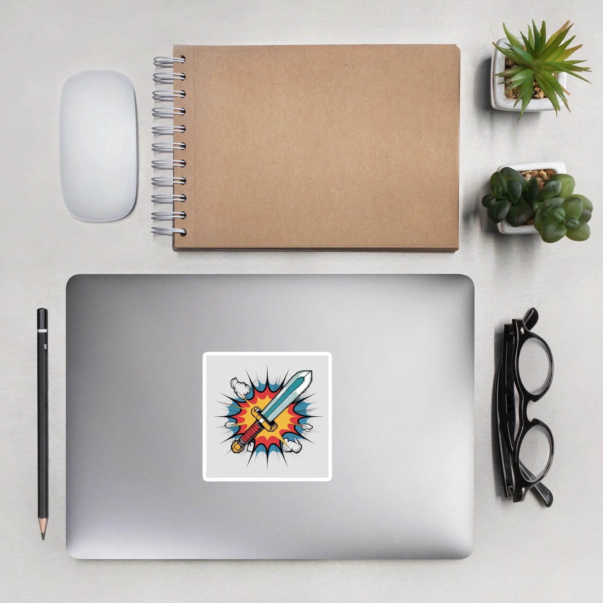 Pixel Sword Sticker – Retro Comic Gamer Weapon Decal - RaZits