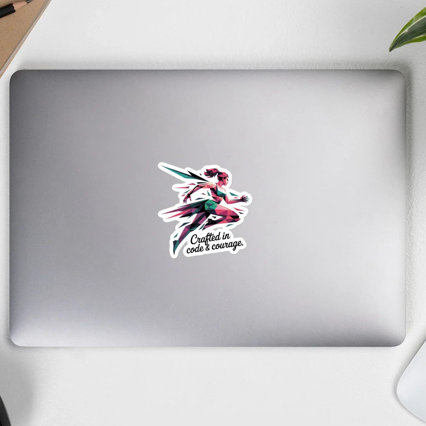Code & Courage Sticker – Women in Tech Polygon Art - RaZits