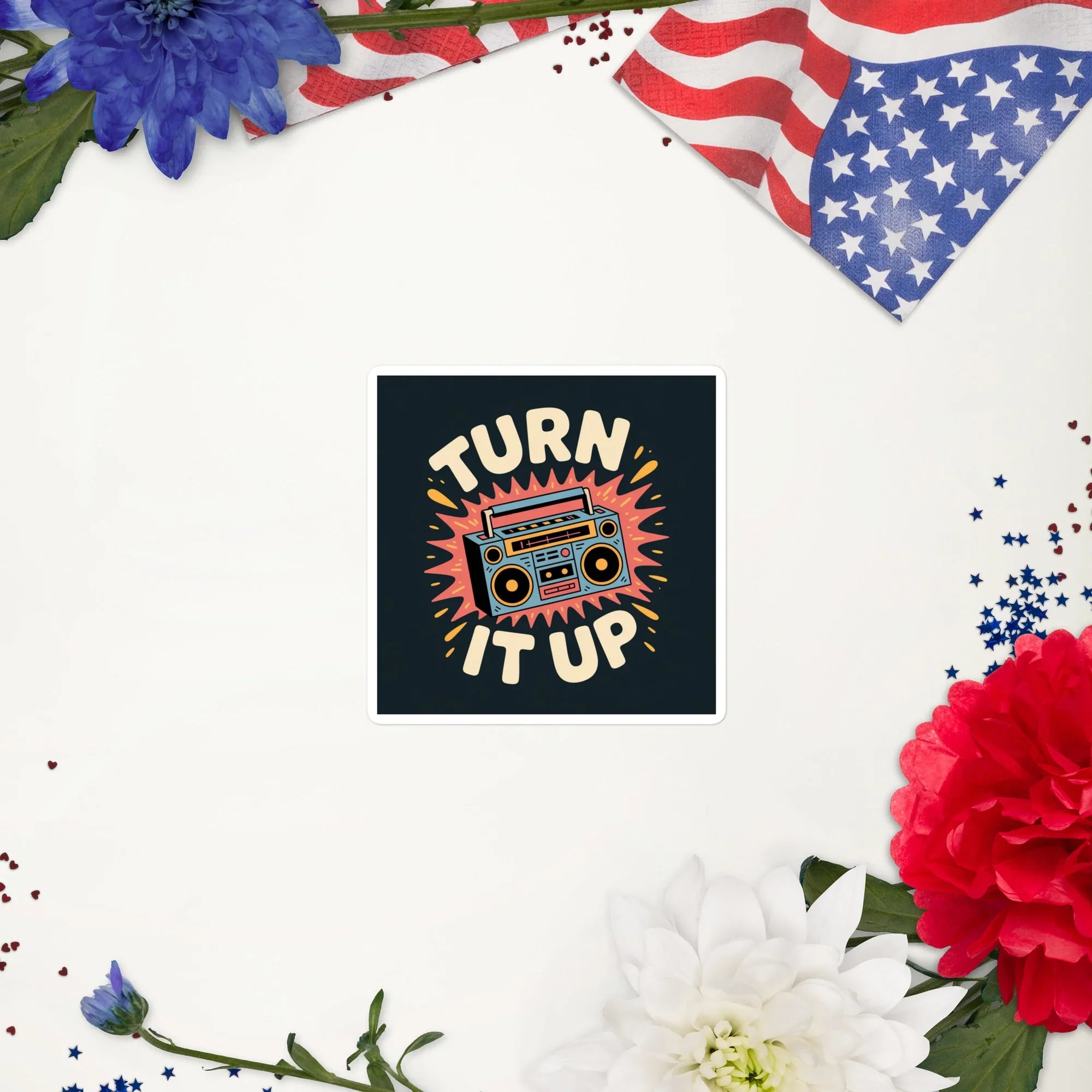 Turn It Up Sticker – Retro Boombox Pop Energy - RaZits