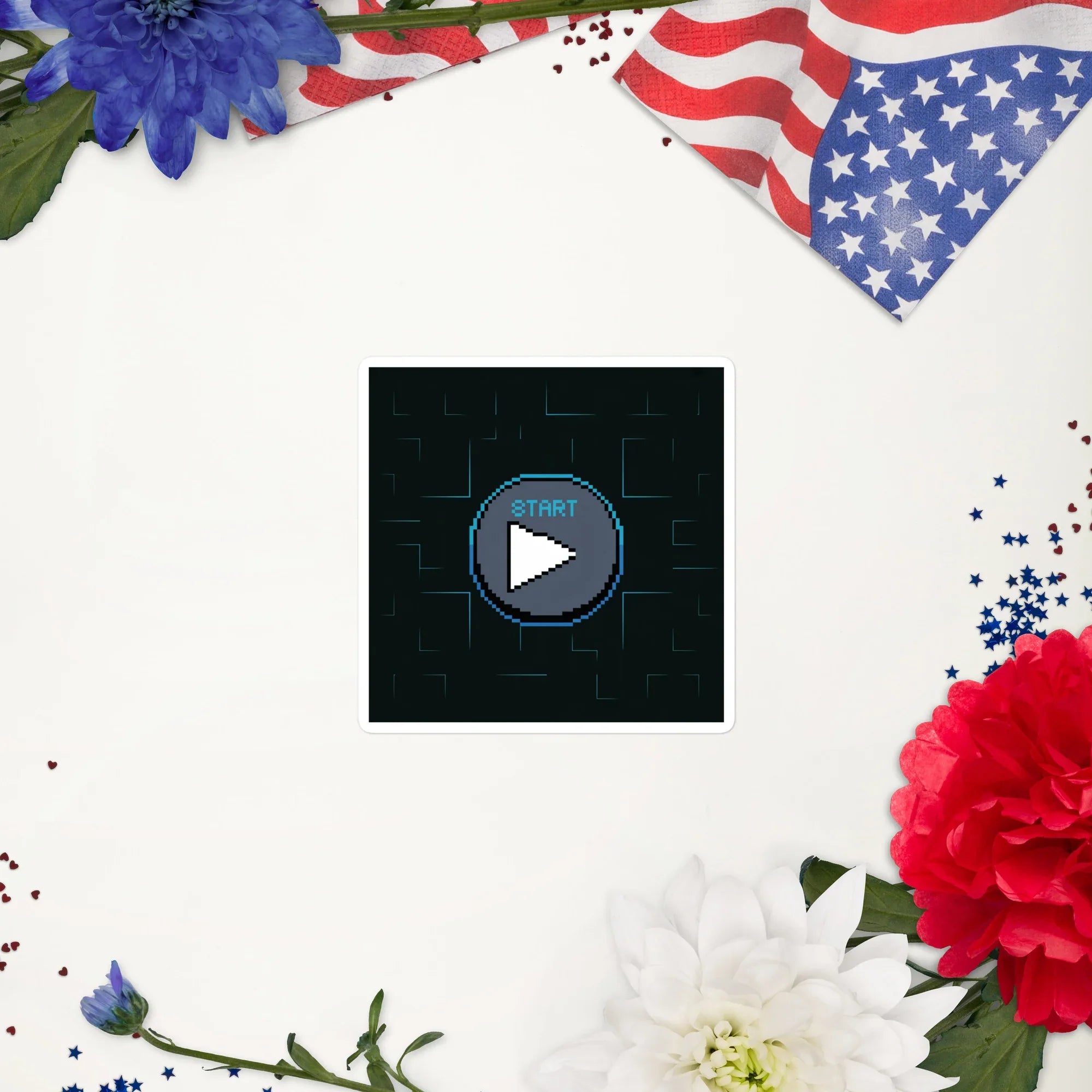 Press Start Pixel Art Gaming Sticker - RaZits