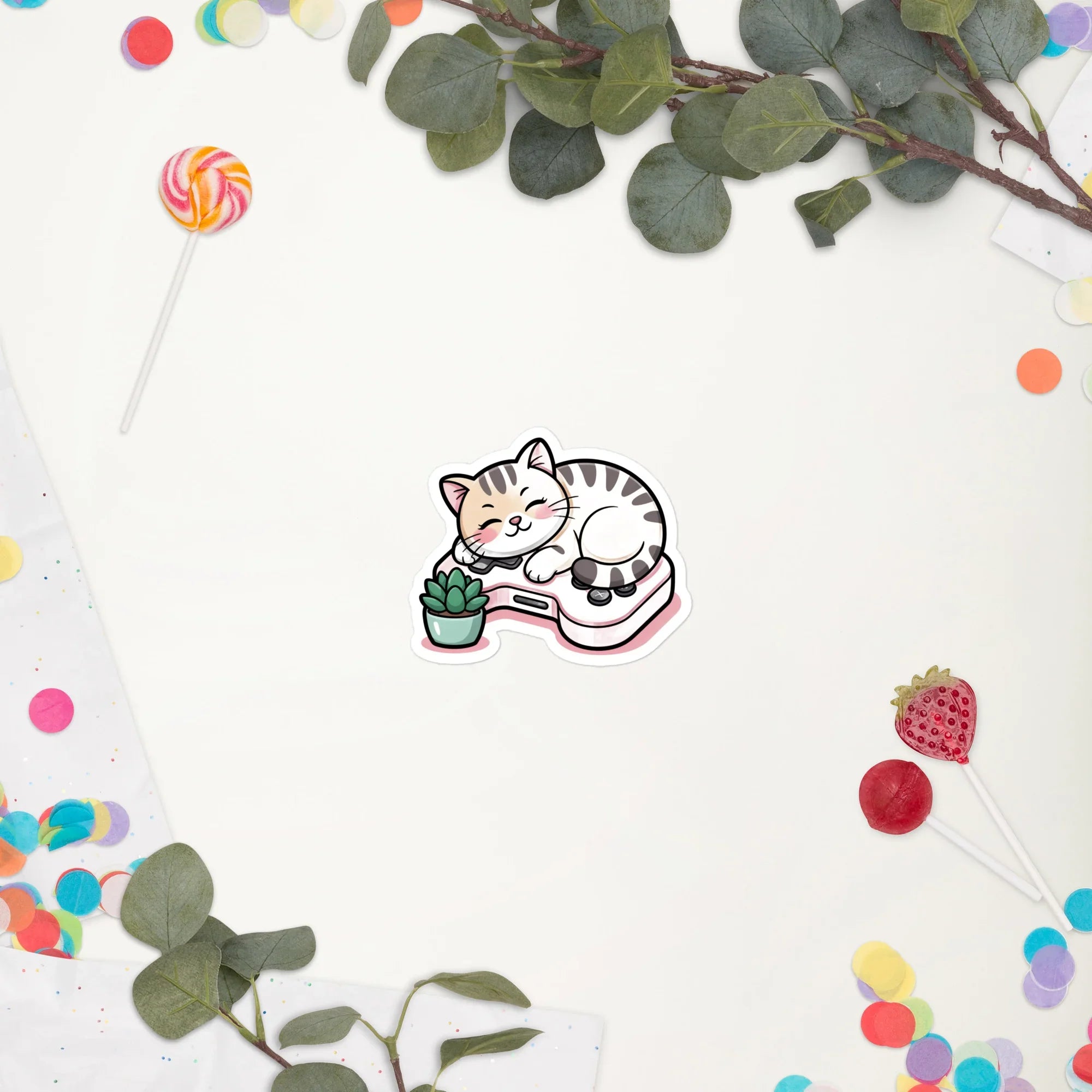 Kawaii Gamer Cat – Cozy Console Companion Sticker - RaZits
