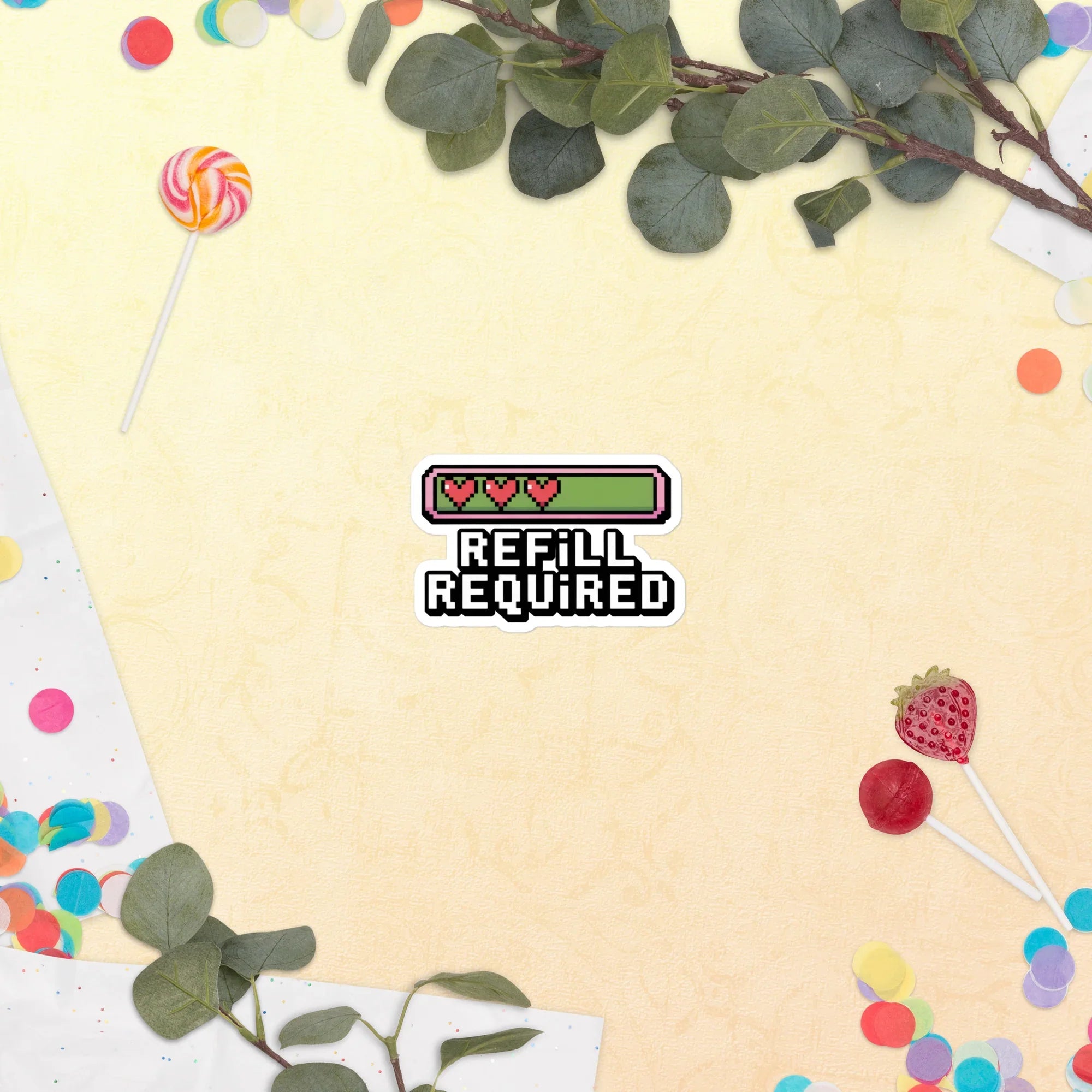 Refill Required Gaming Sticker – Pixel Health Bar Energy Low Alert - RaZits