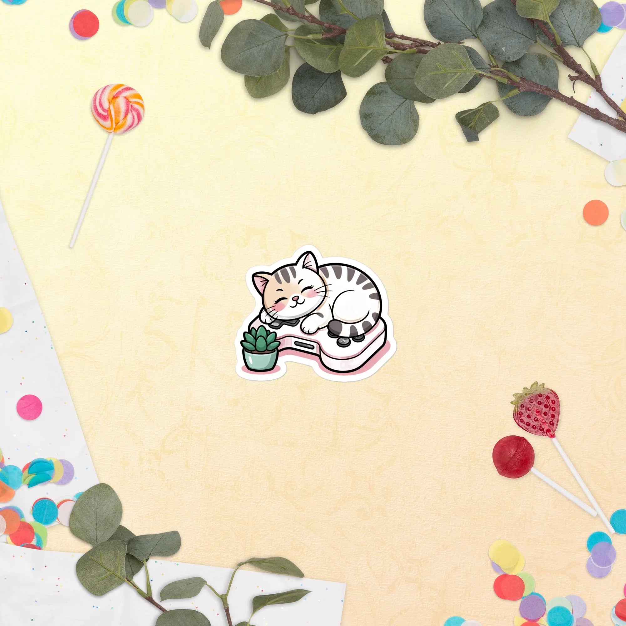 Kawaii Gamer Cat – Cozy Console Companion Sticker - RaZits