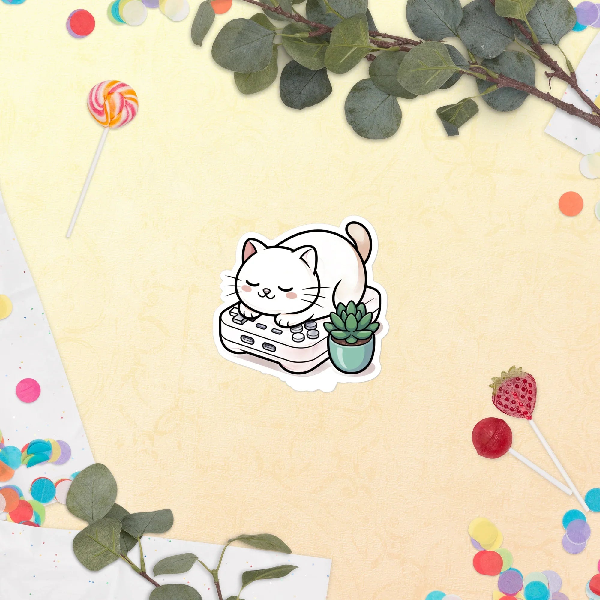 Catnap Console – Cozy Gamer Companion Sticker - RaZits