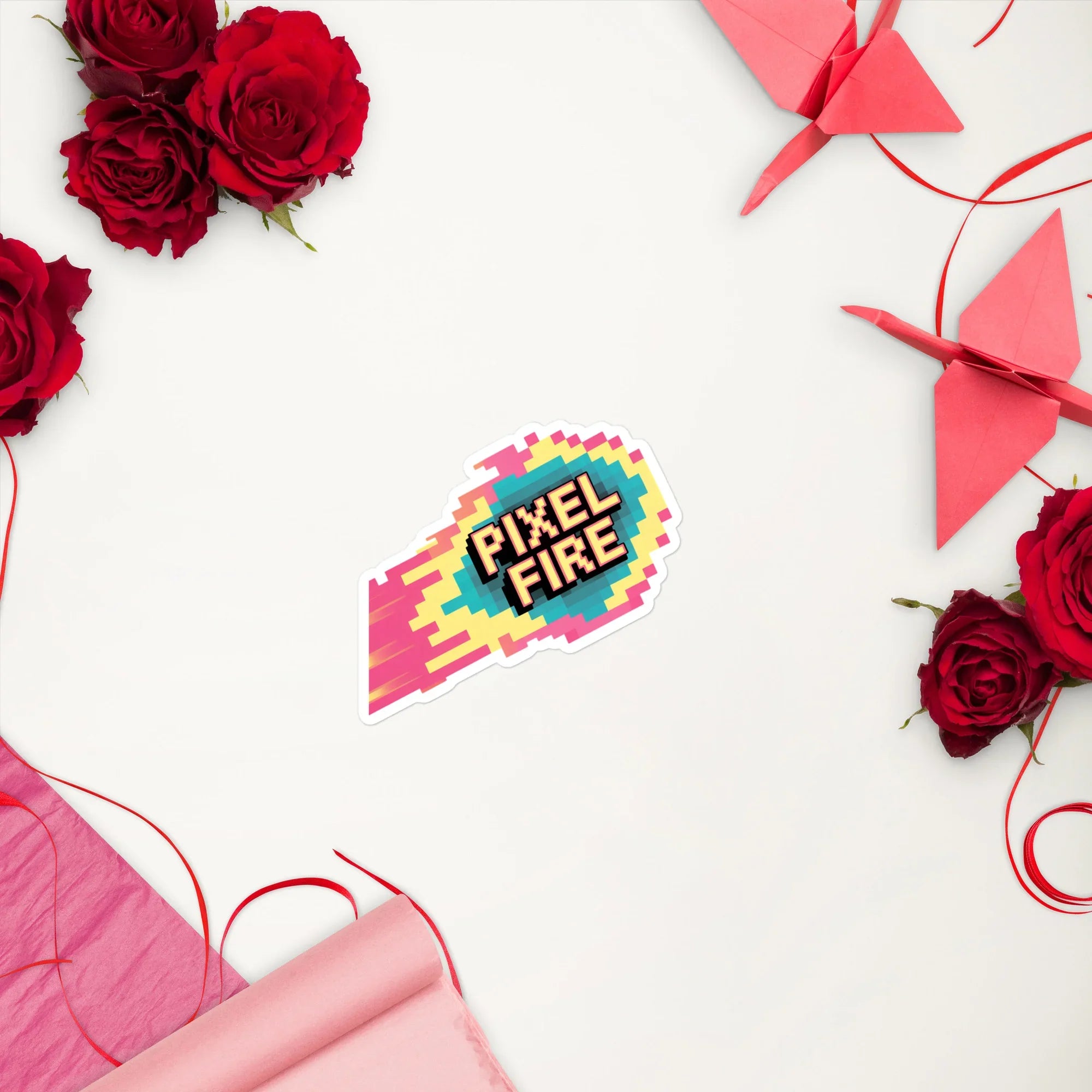 Pixel Fire Retro Gaming Sticker - RaZits