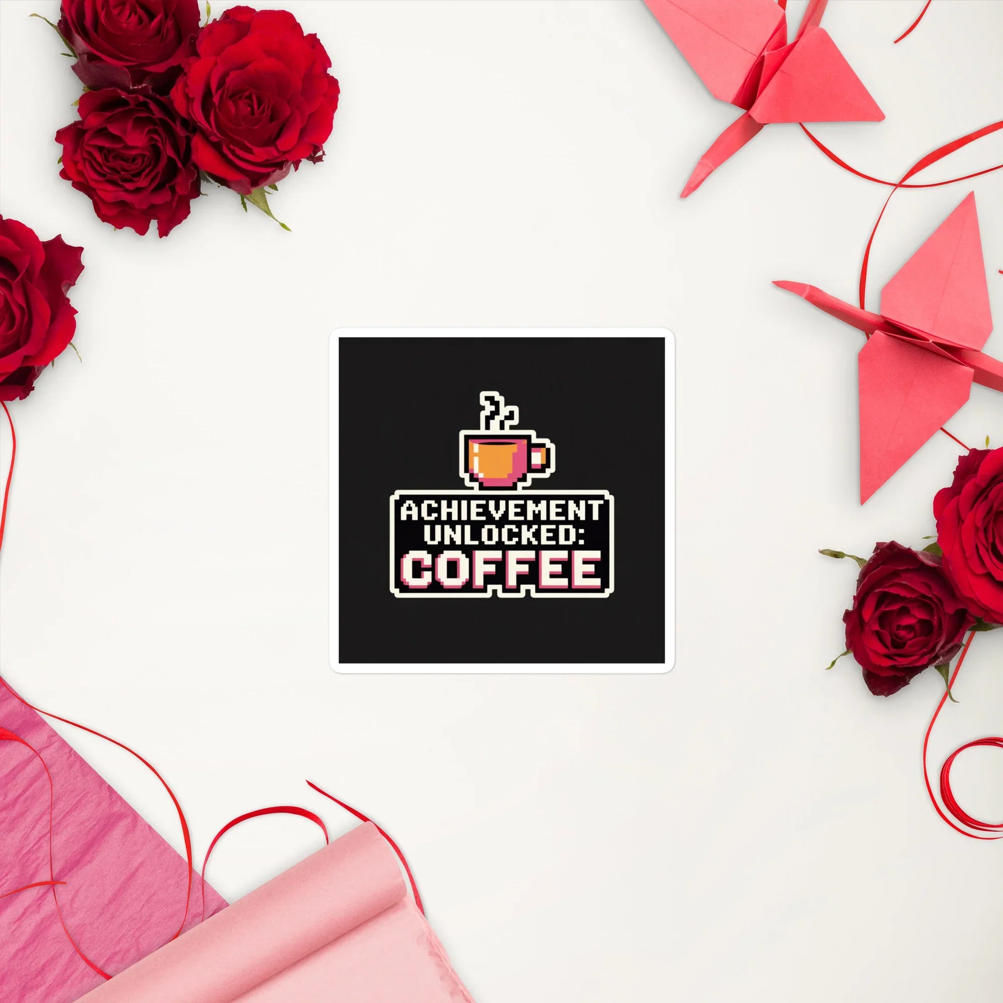 Achievement Unlocked: Coffee Gaming Sticker – 8-Bit Caffeine Boost for Gamers - RaZits