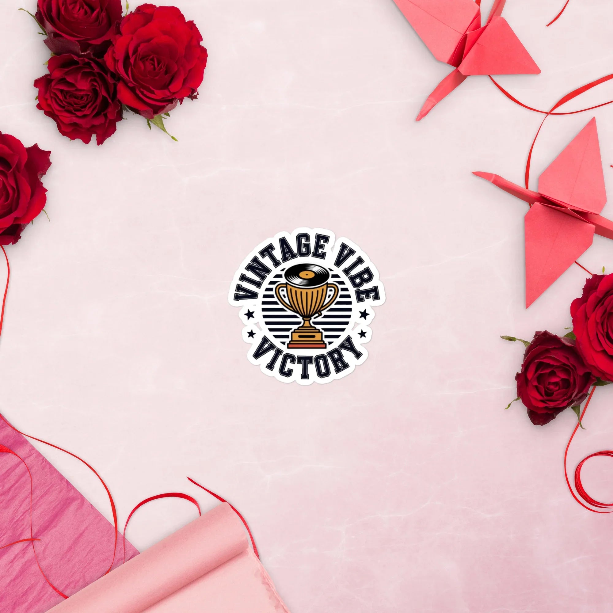 Vintage Vibe Victory Sticker – Vinyl Record Trophy - RaZits