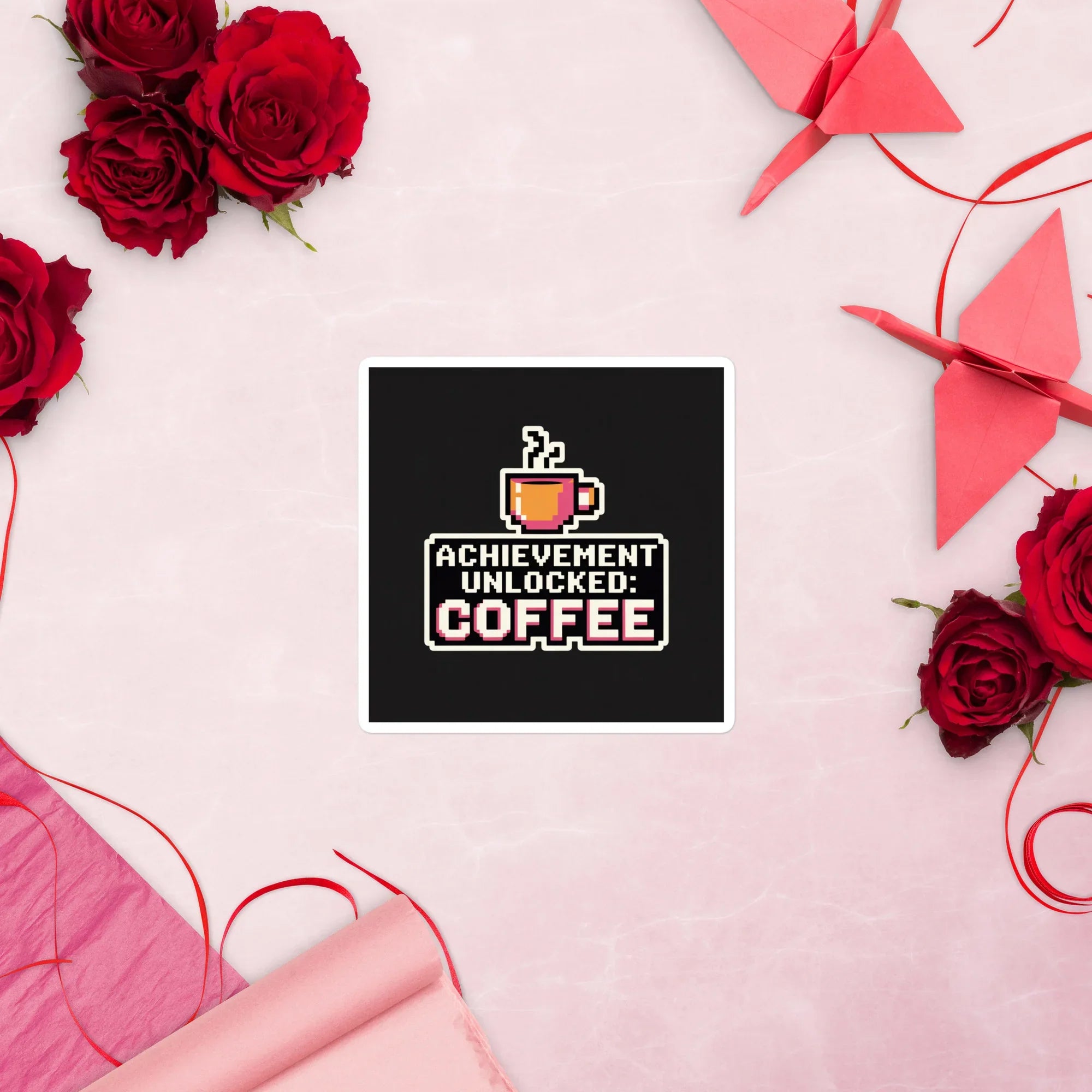 Achievement Unlocked: Coffee Gaming Sticker – 8-Bit Caffeine Boost for Gamers - RaZits