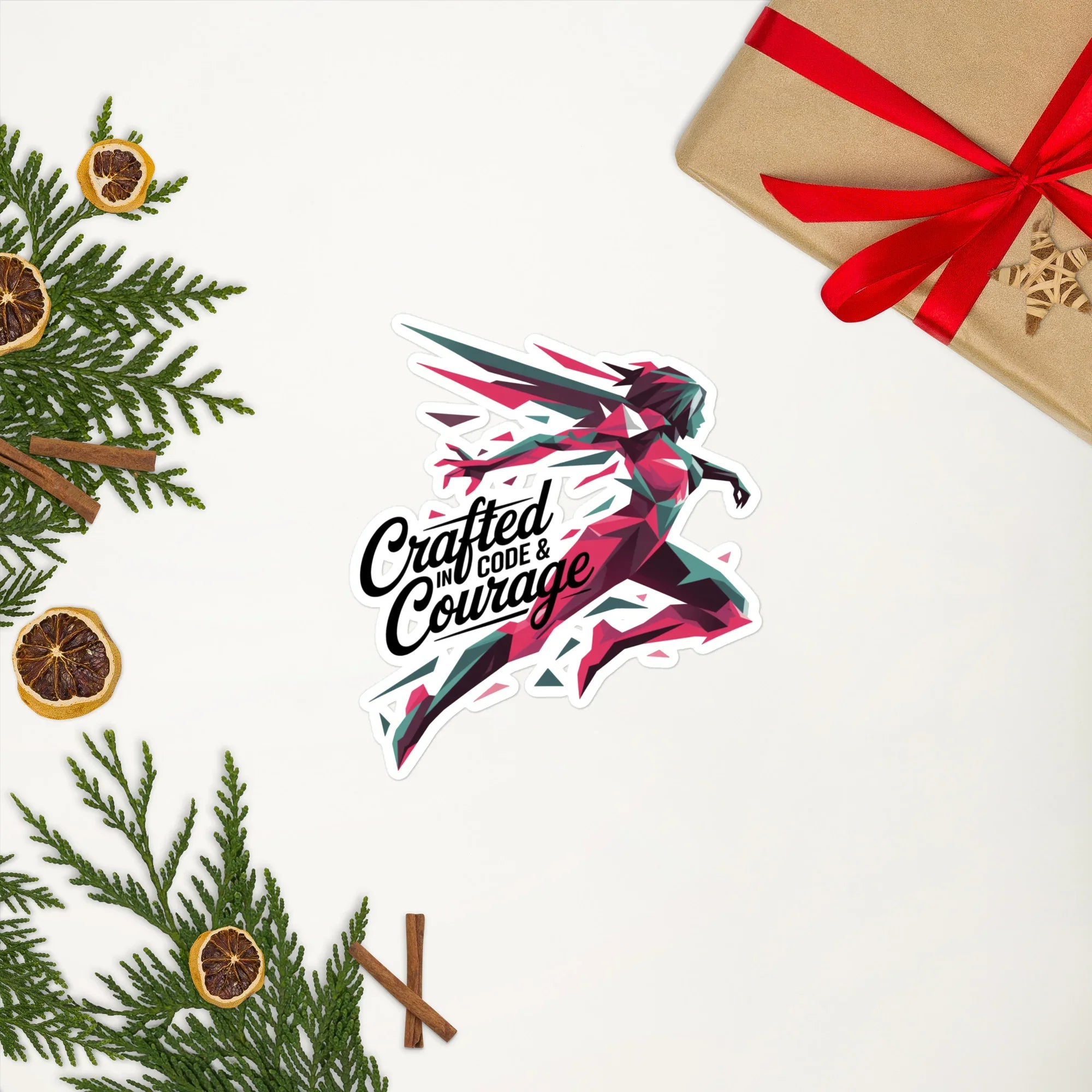 Crafted in Code & Courage Sticker – Tech Girl Art Decal - RaZits