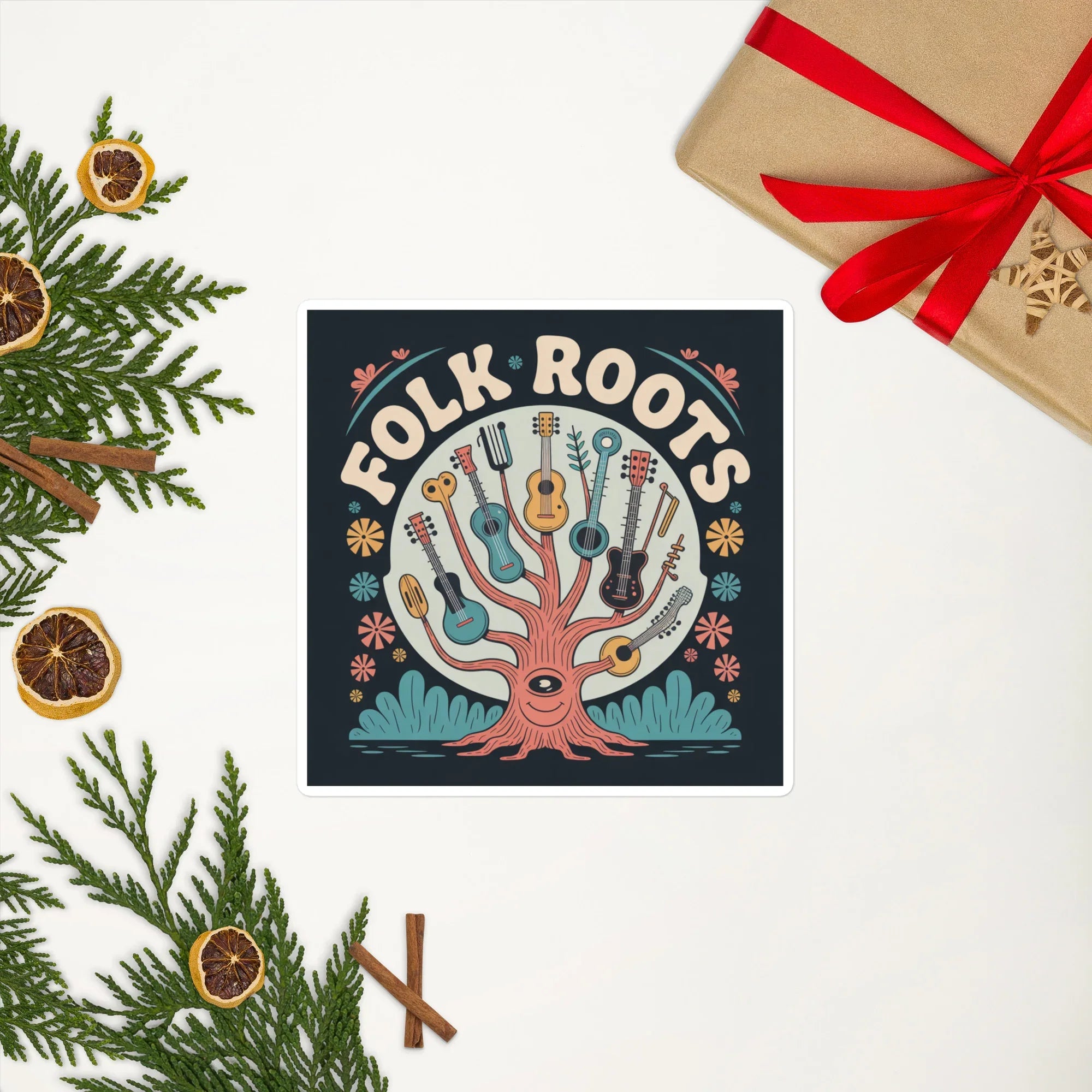 Folk Roots Sticker – Illustrated Acoustic Tree Magic - RaZits