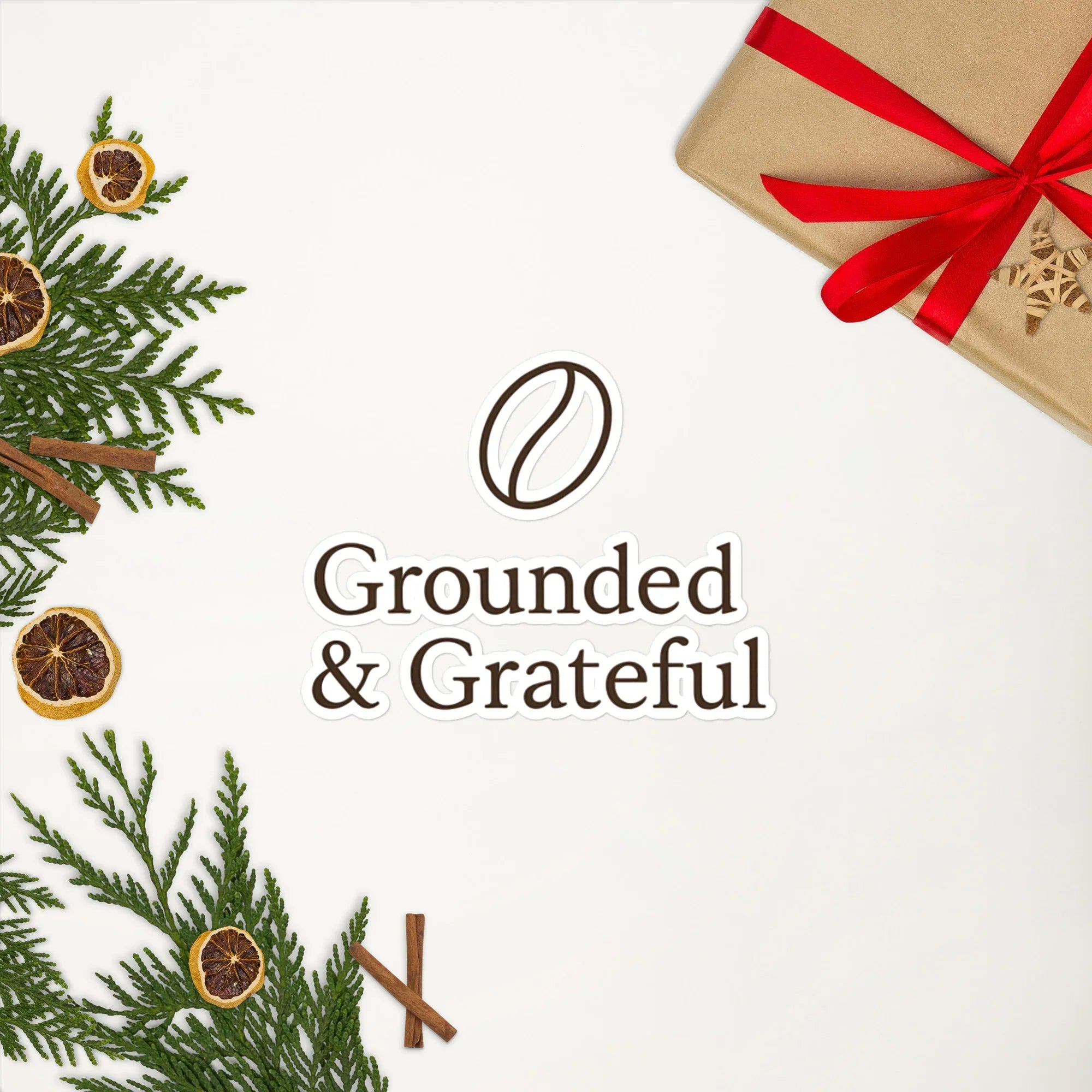 Grounded & Grateful Sticker – Minimal Coffee Calm - RaZits