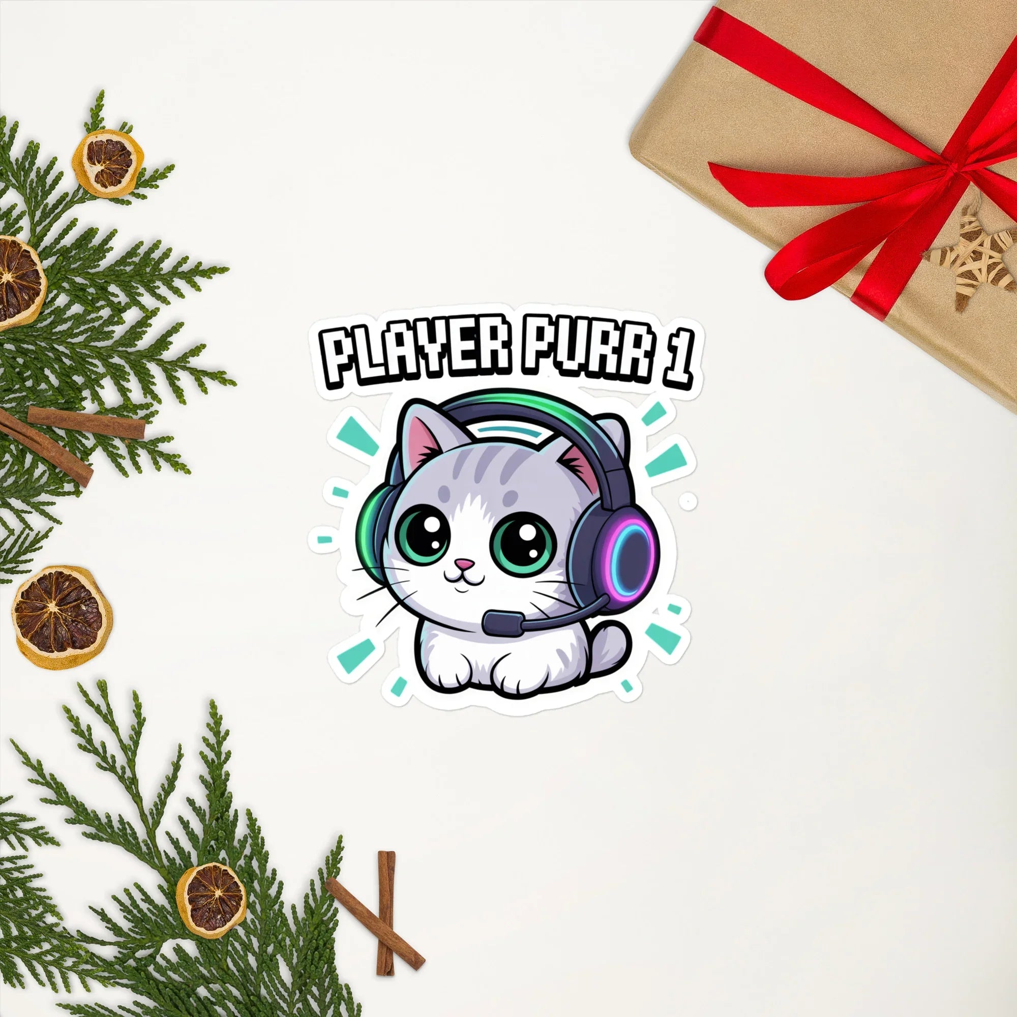 Player Purr 1 Kawaii Gamer Cat Sticker - RaZits