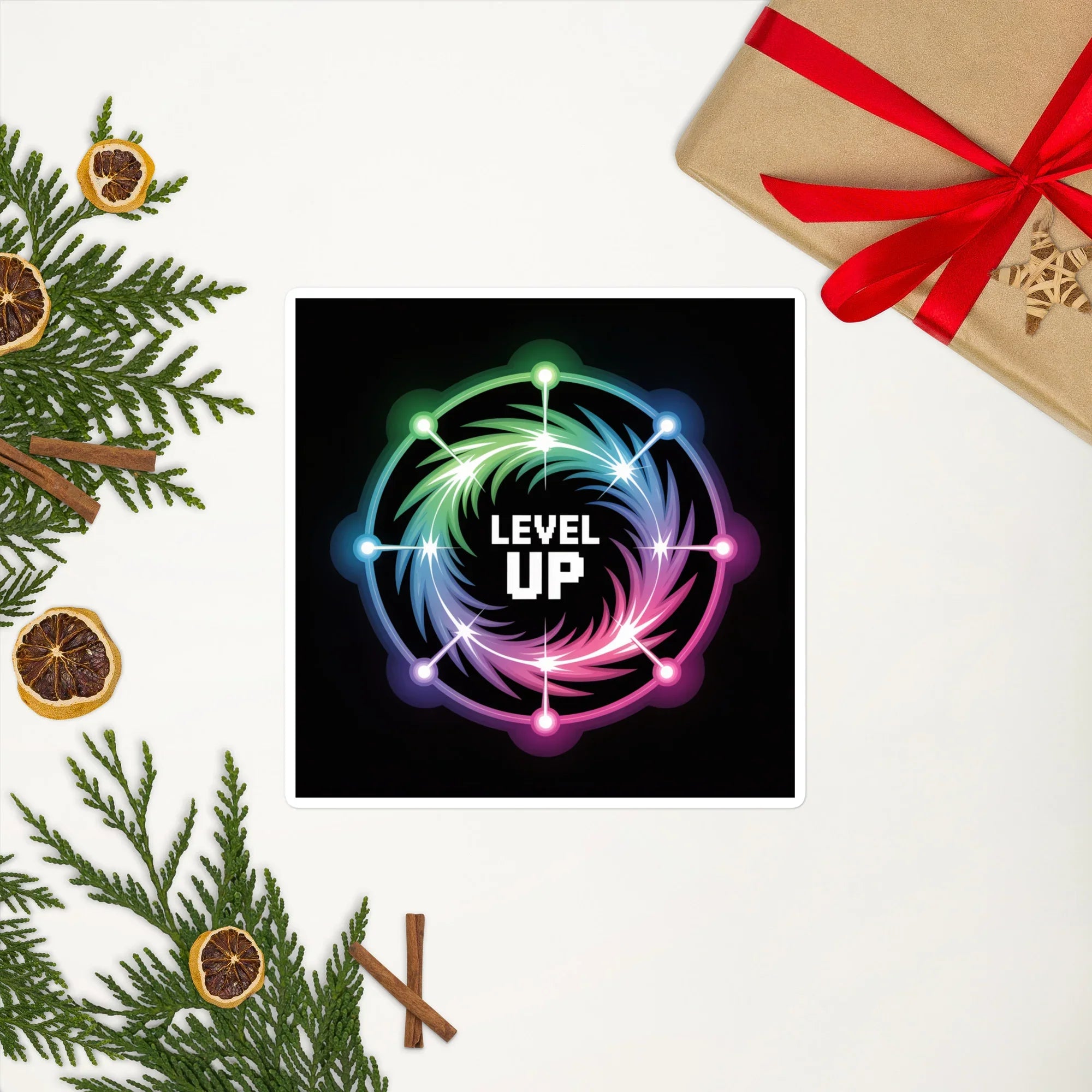 Level Up Gamer Art – Neon Power Up Gaming Sticker for Retro Arcade Vibes - RaZits