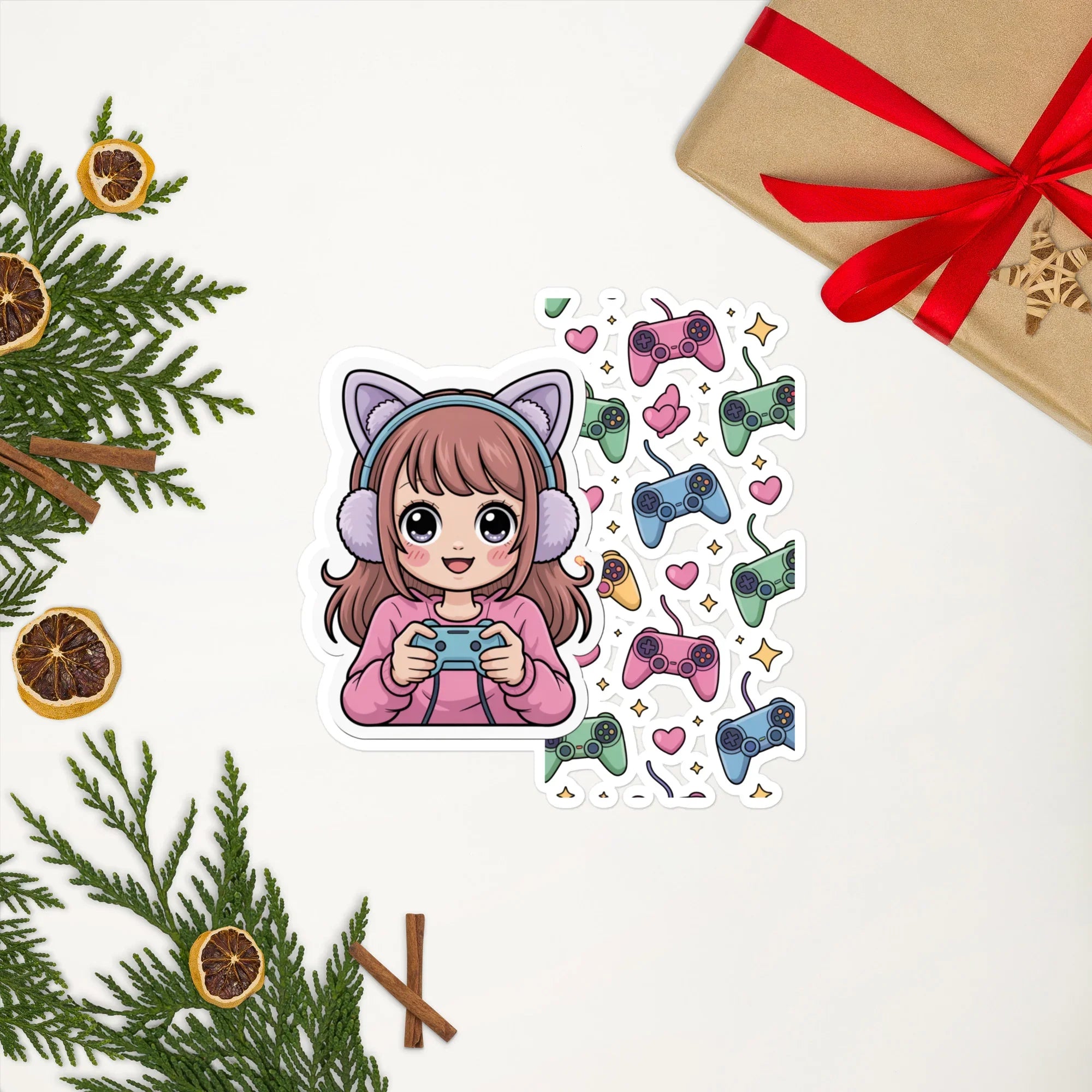 Kawaii Gamer Girl Sticker – Cute Anime Gaming Aesthetic for Cozy Setups - RaZits