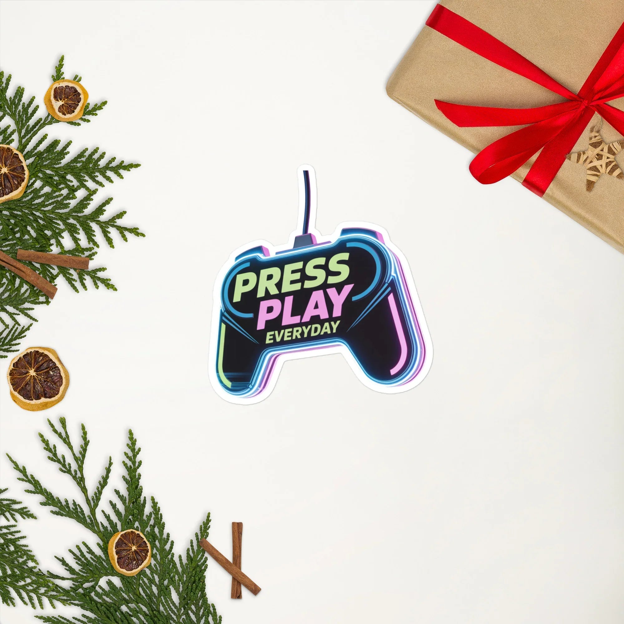 Press Play Everyday – Neon Gamer Controller Sticker - RaZits