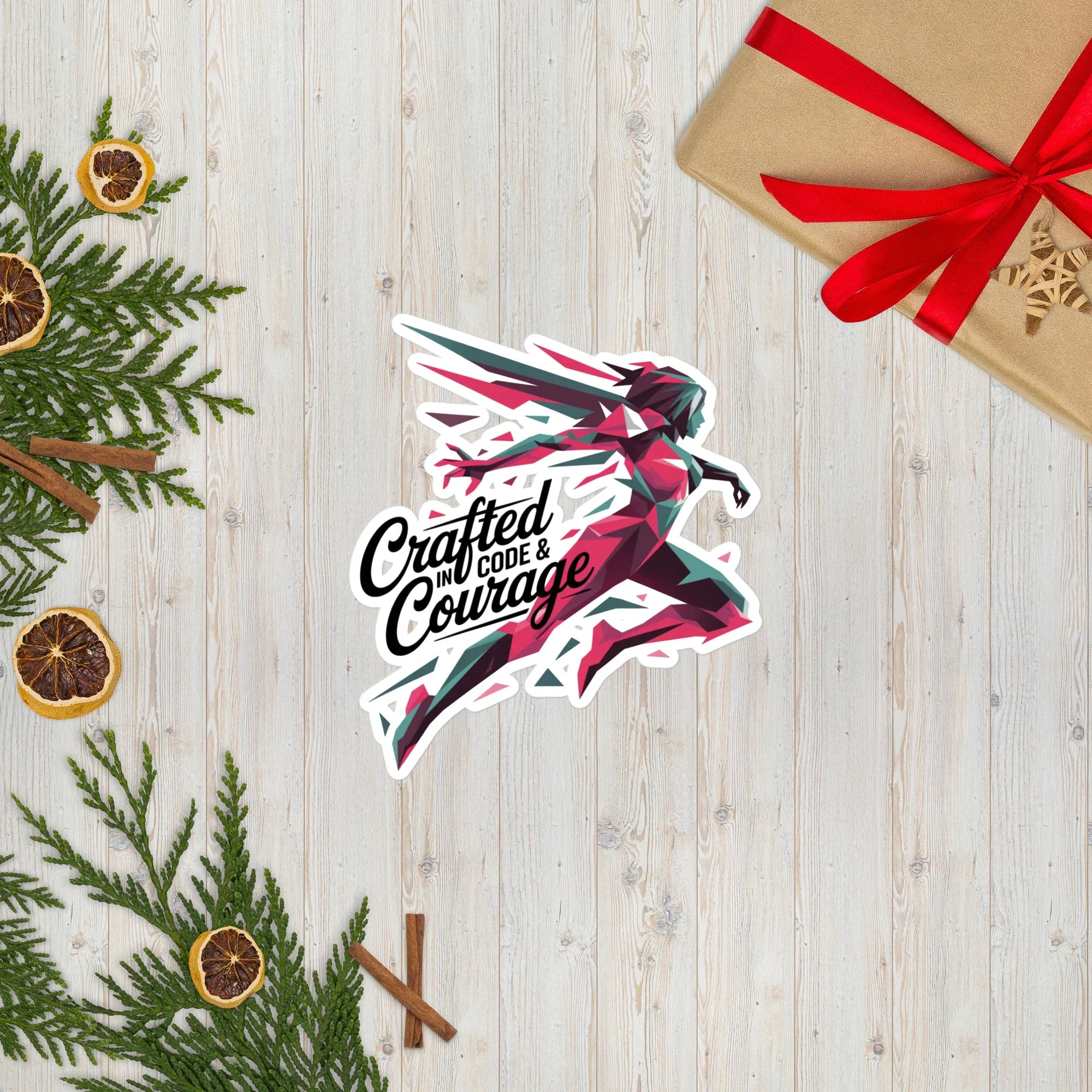 Crafted in Code & Courage Sticker – Tech Girl Art Decal - RaZits