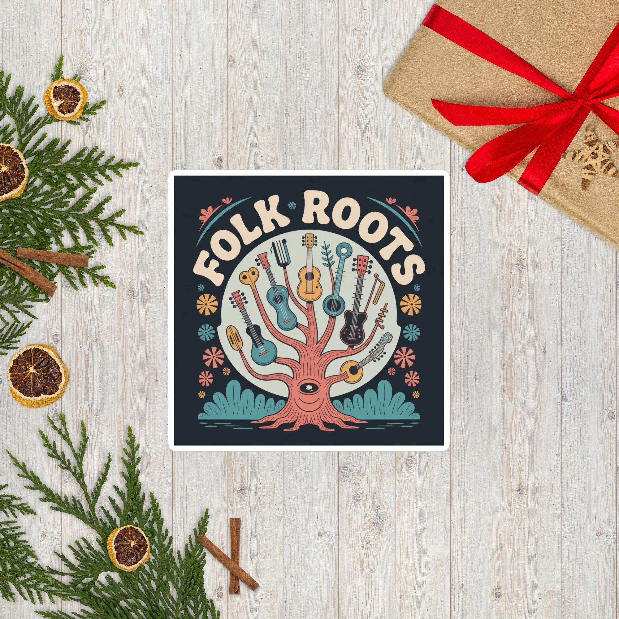 Folk Roots Sticker – Illustrated Acoustic Tree Magic - RaZits