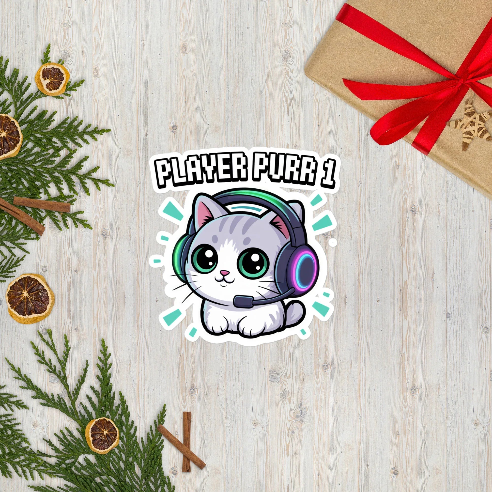 Player Purr 1 Kawaii Gamer Cat Sticker - RaZits