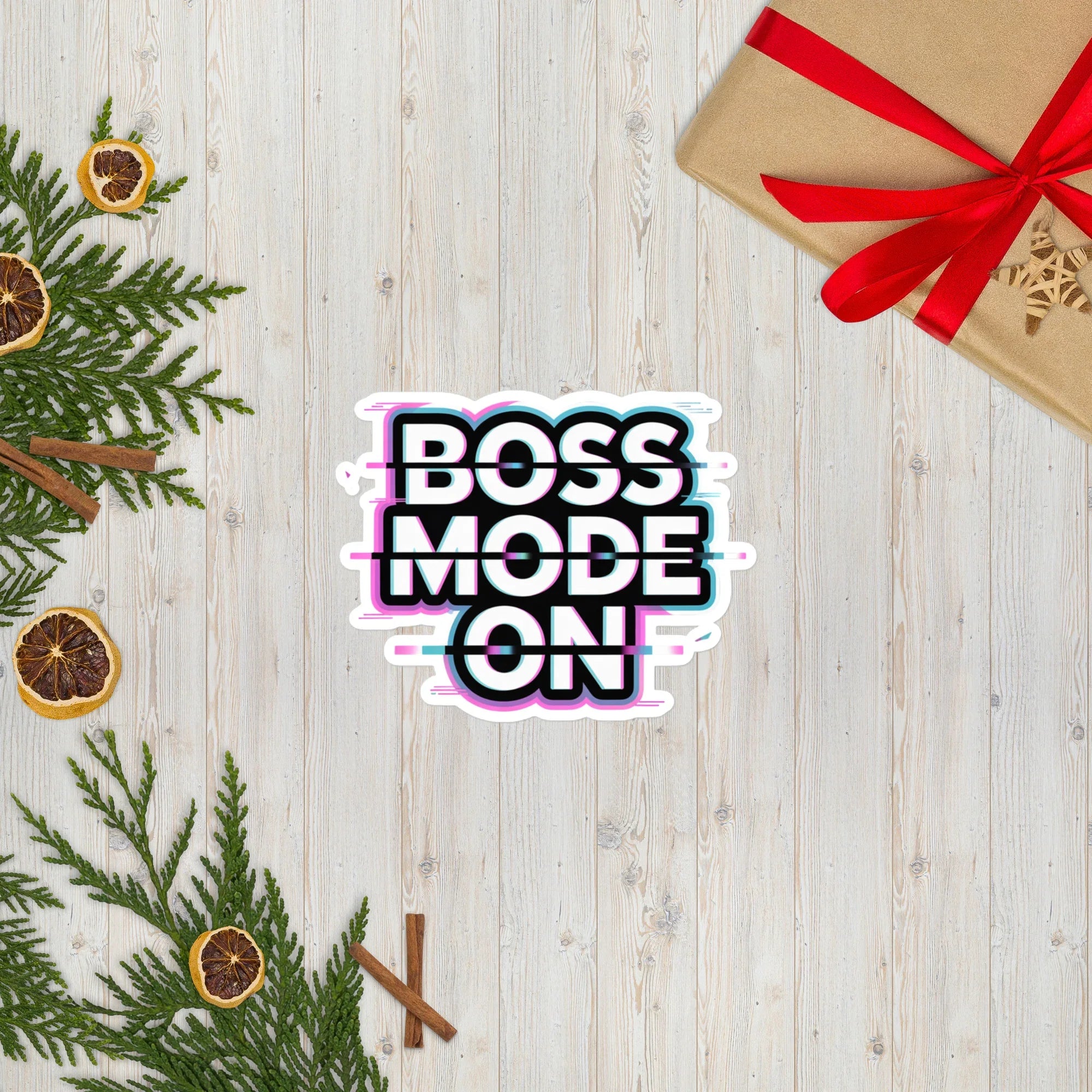 Boss Mode On – Glitch Aesthetic Gaming Motivation Sticker - RaZits