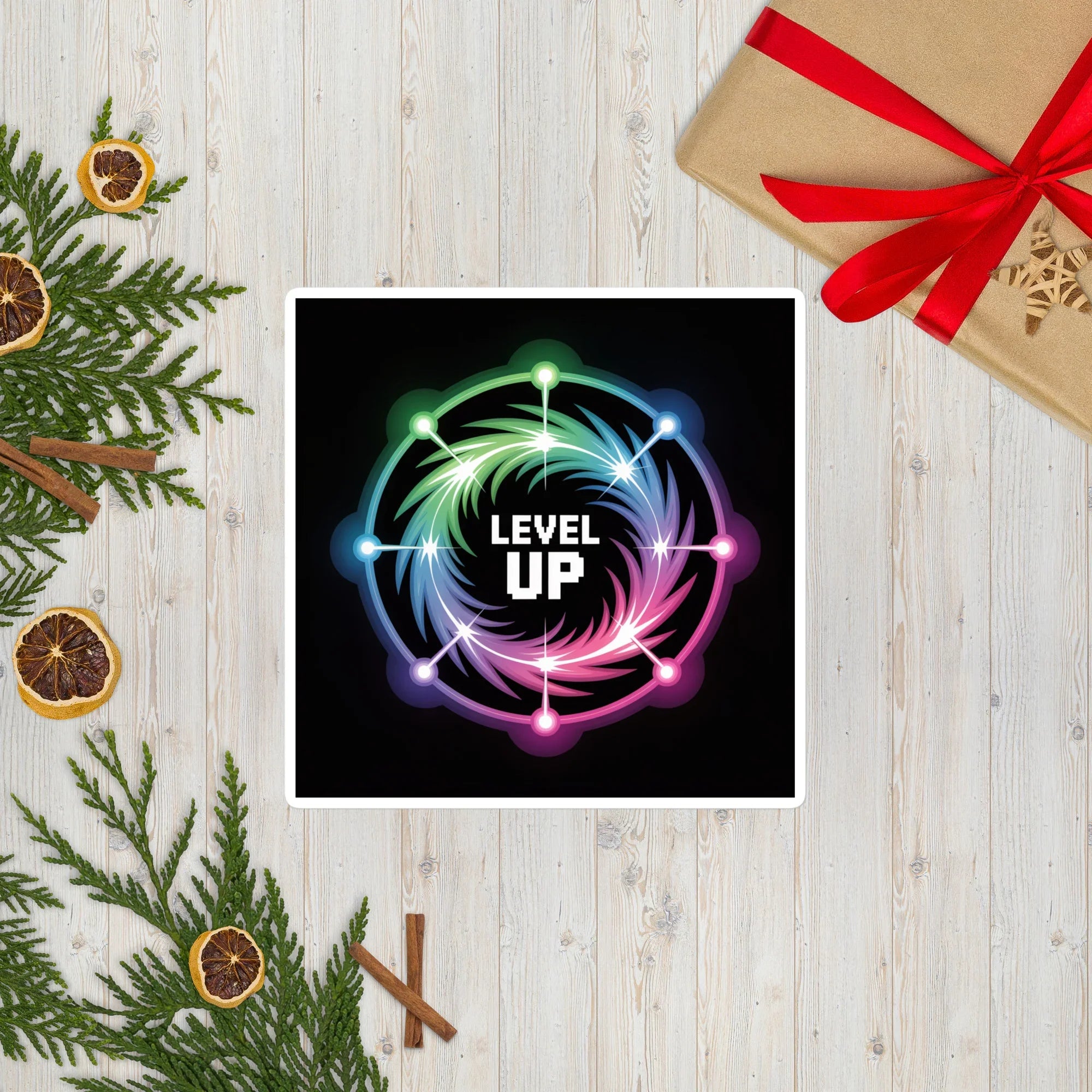 Level Up Gamer Art – Neon Power Up Gaming Sticker for Retro Arcade Vibes - RaZits