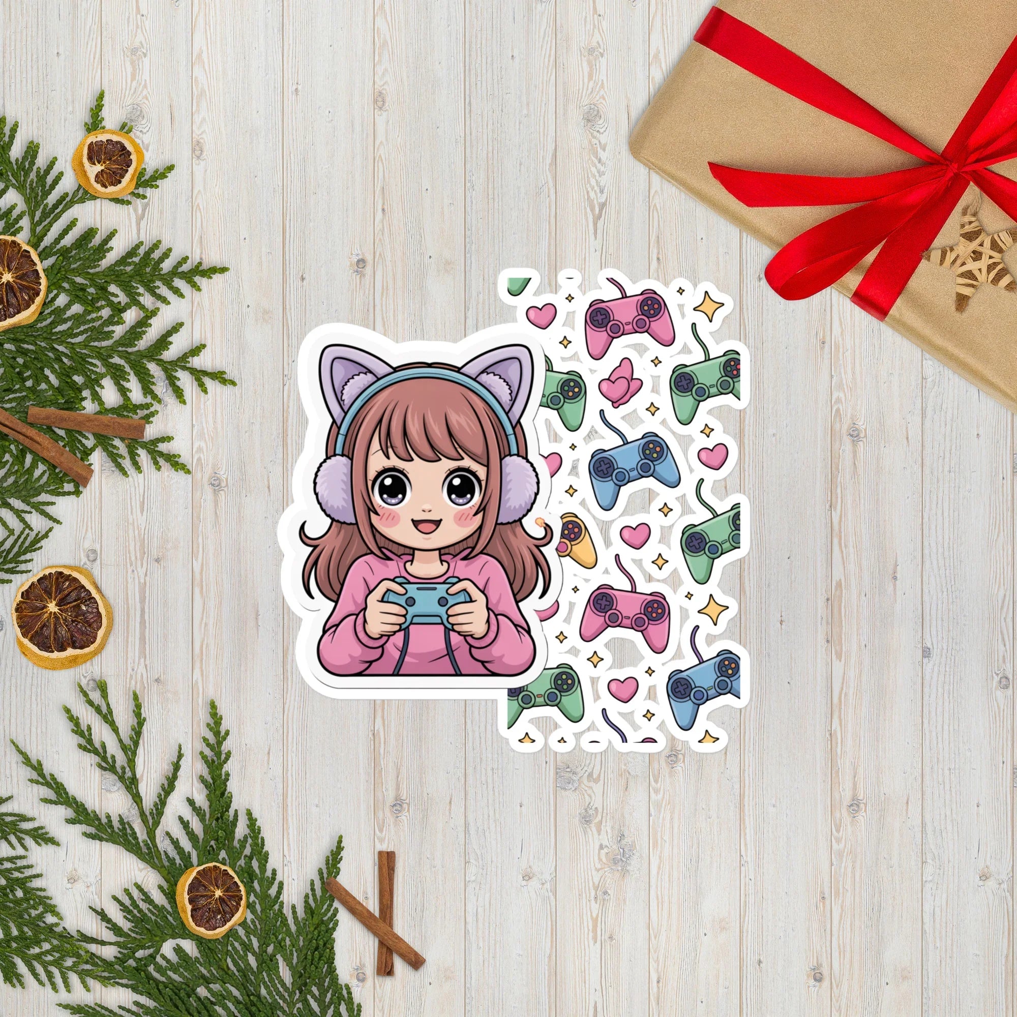 Kawaii Gamer Girl Sticker – Cute Anime Gaming Aesthetic for Cozy Setups - RaZits