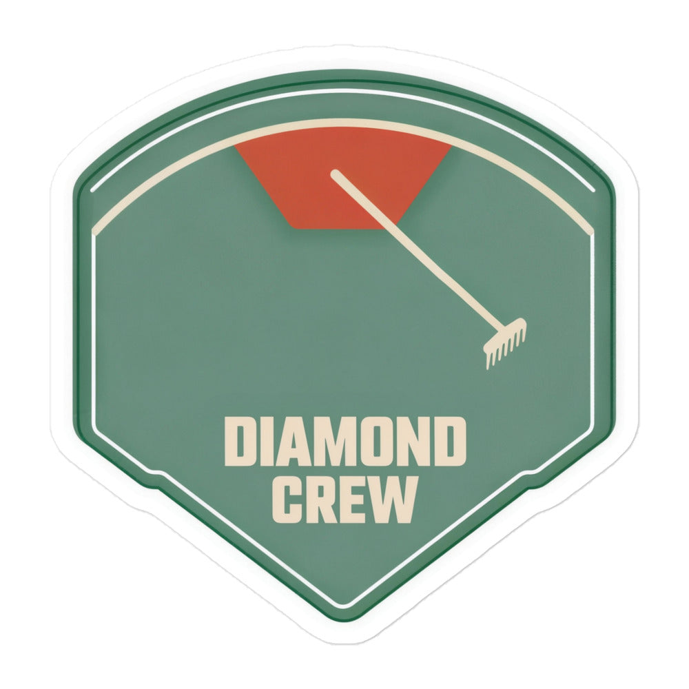 Baseball Grounds Crew Sticker – Diamond Crew, 5.5x5.5 inch nominal option, full sticker front showing the complete design.
