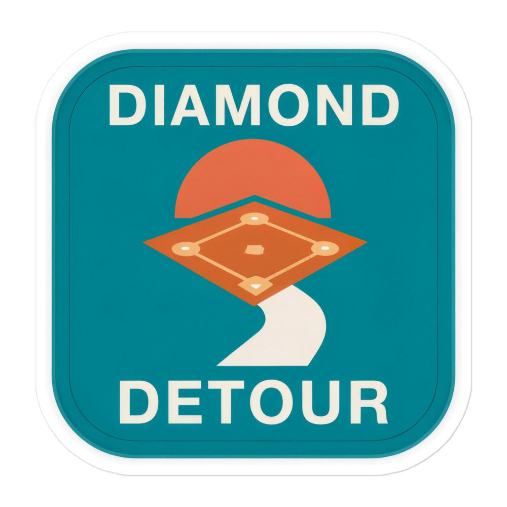 Baseball Road Trip Sticker – Diamond Detour, 5.5x5.5 inch nominal option, full sticker front showing the complete design.