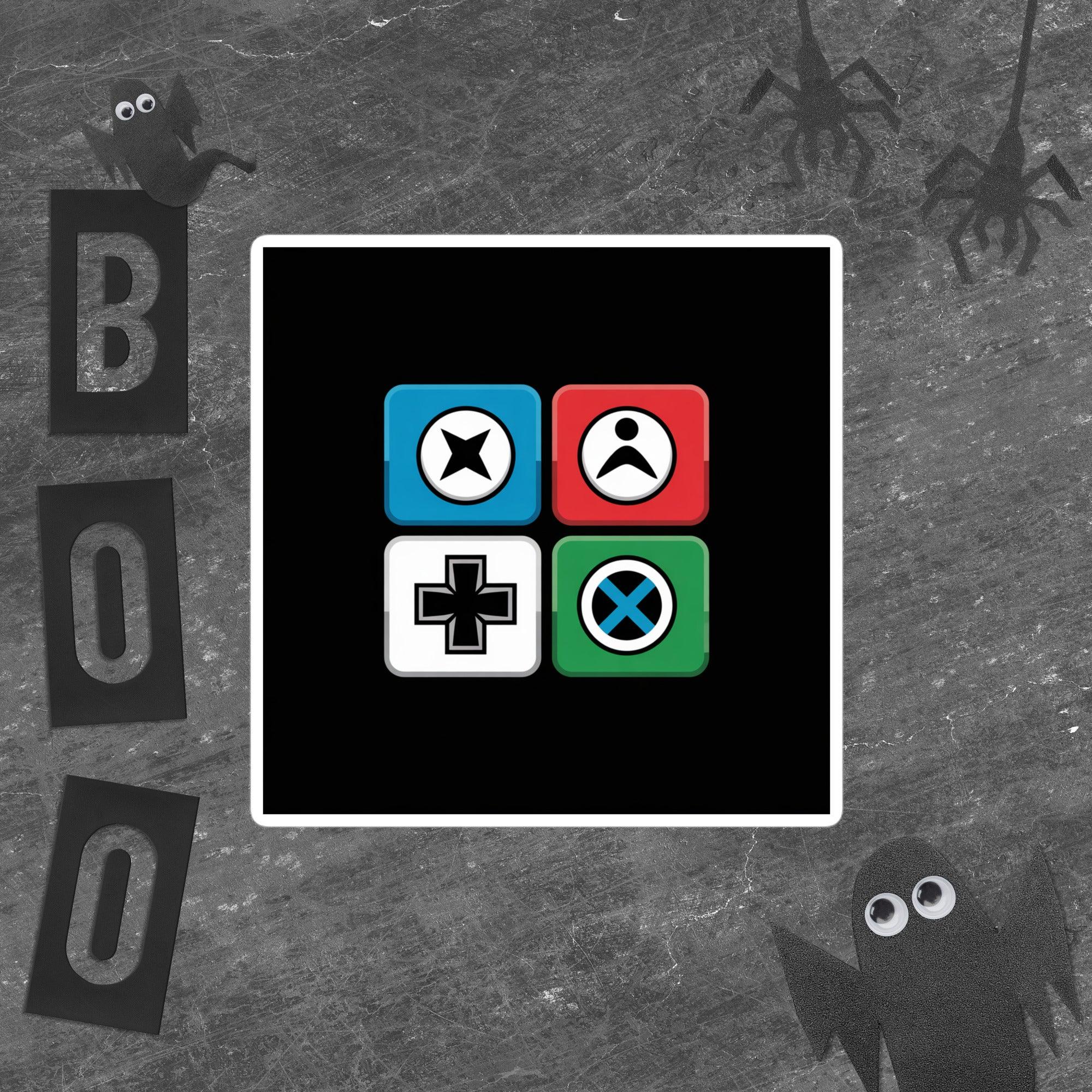 Gamer Button Sticker – Retro Console Symbol Decal - RaZits