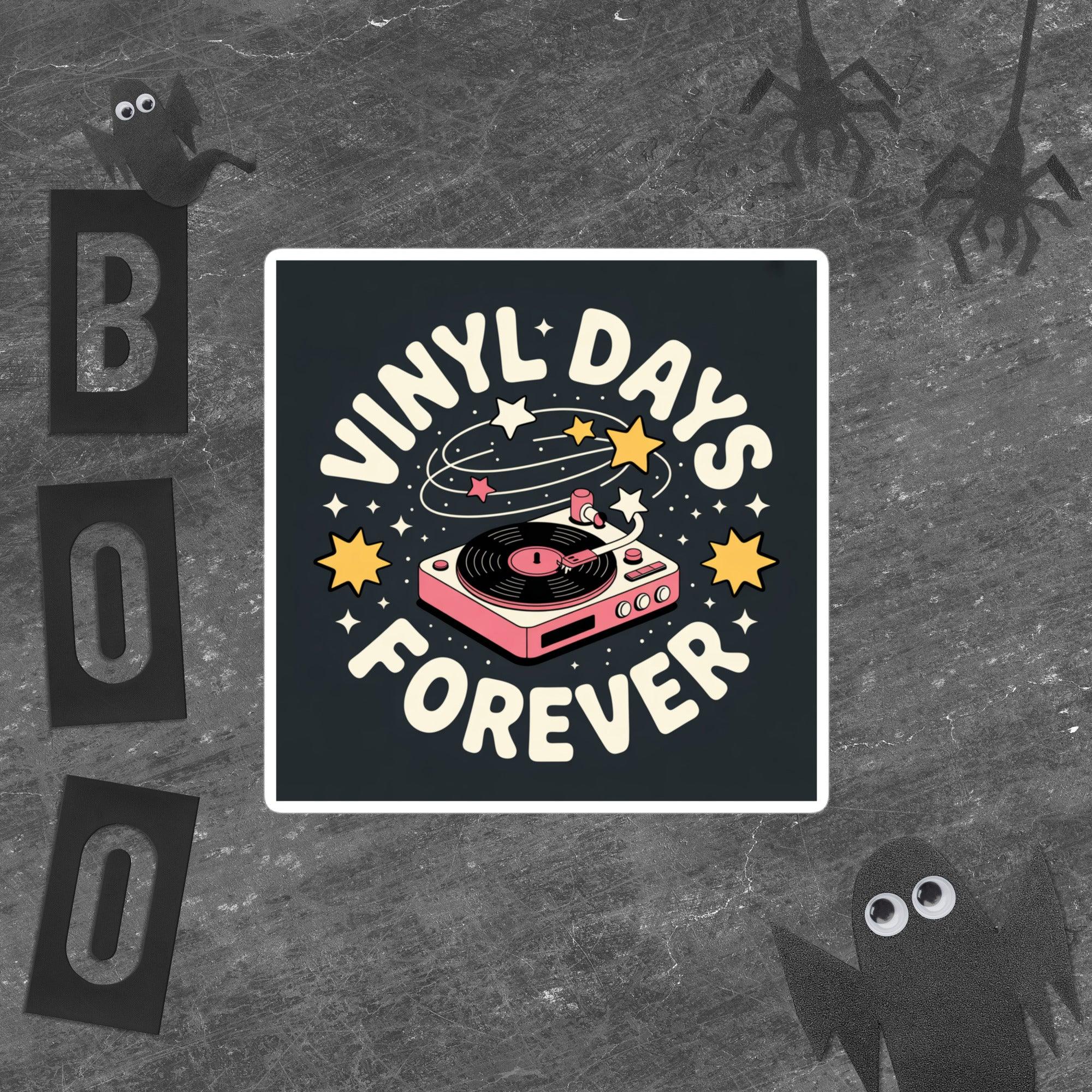 Vinyl Days Forever Sticker – Cosmic Record Player Vibes - RaZits