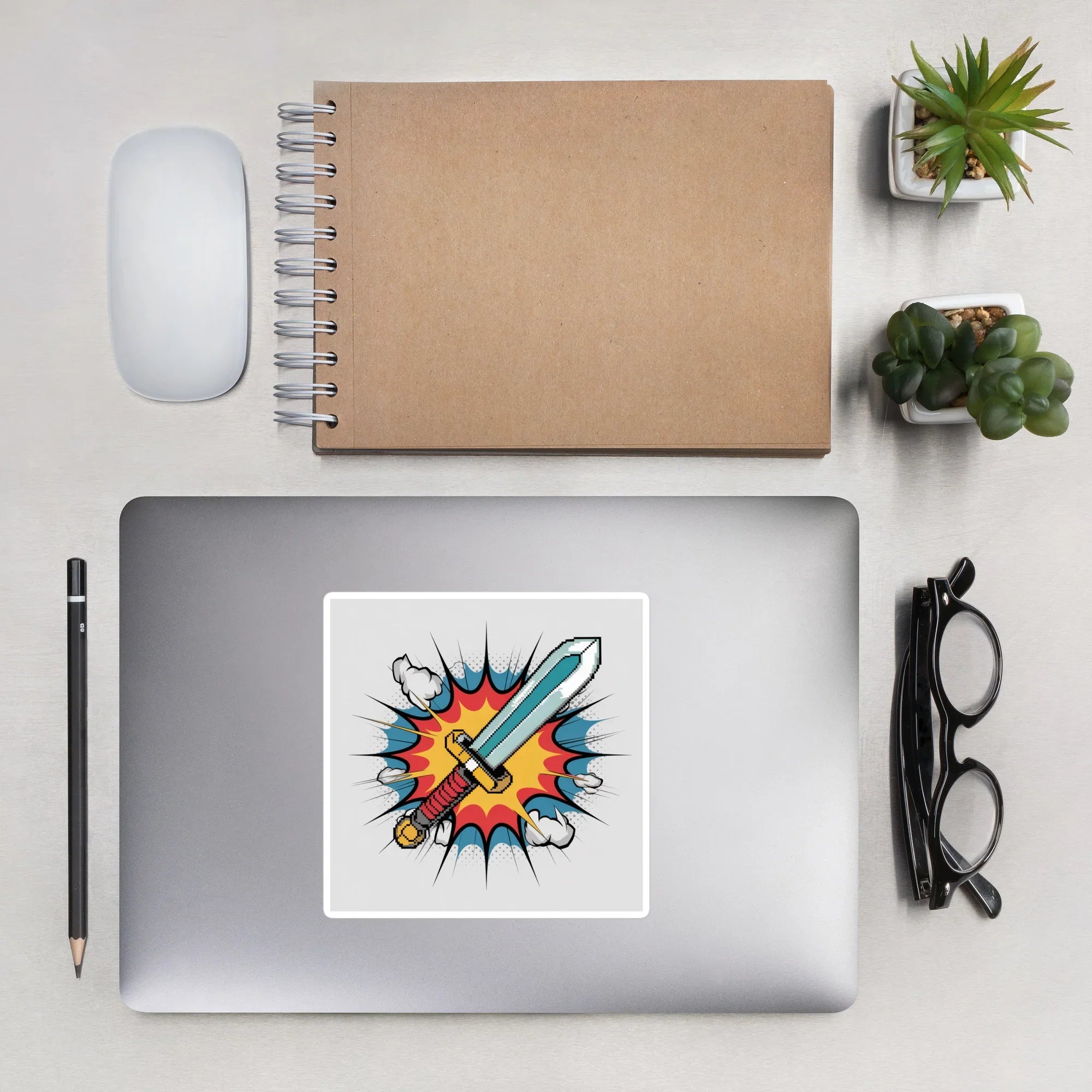 Pixel Sword Sticker – Retro Comic Gamer Weapon Decal - RaZits
