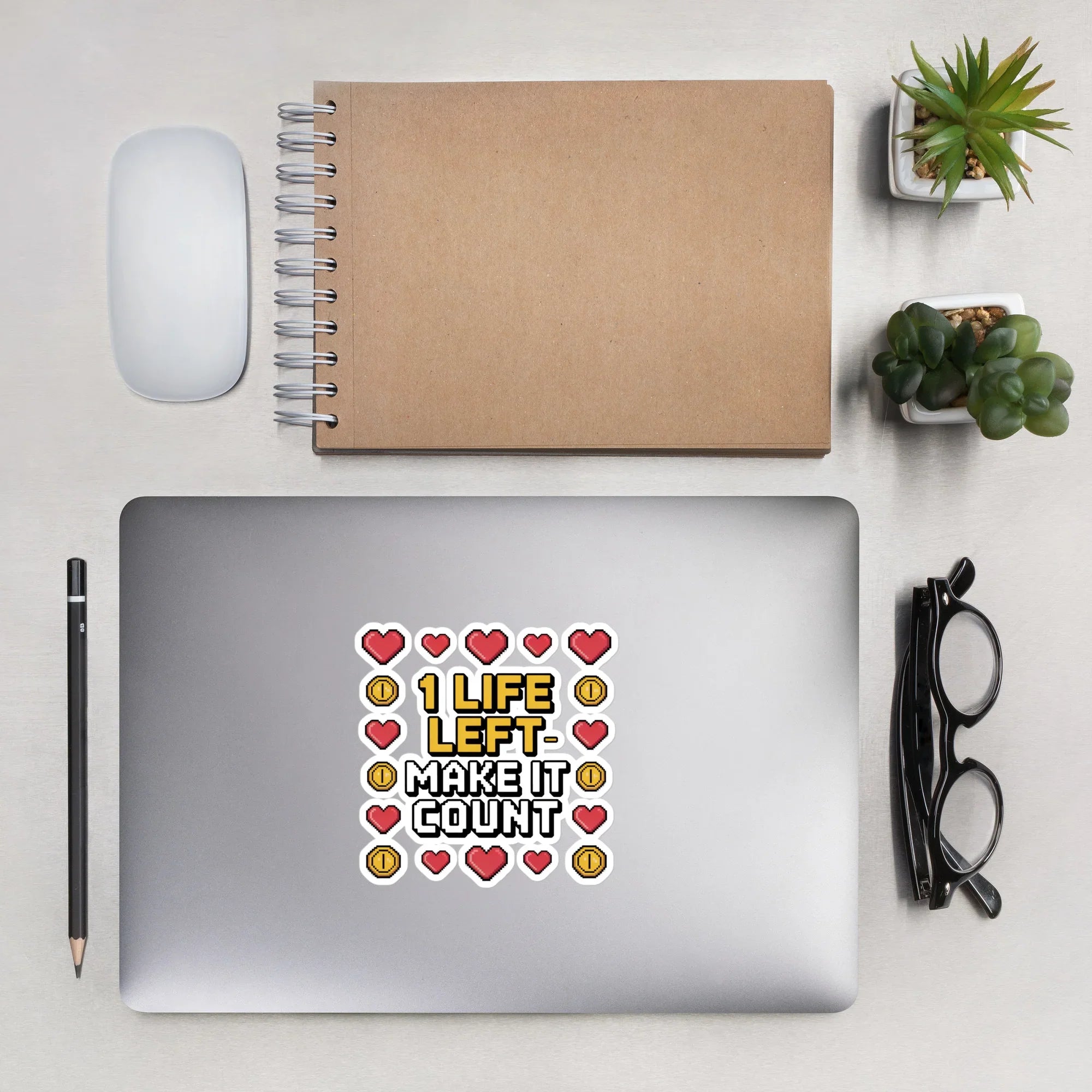 1 Life Left Sticker – Pixel Gamer Motivational Decal - RaZits