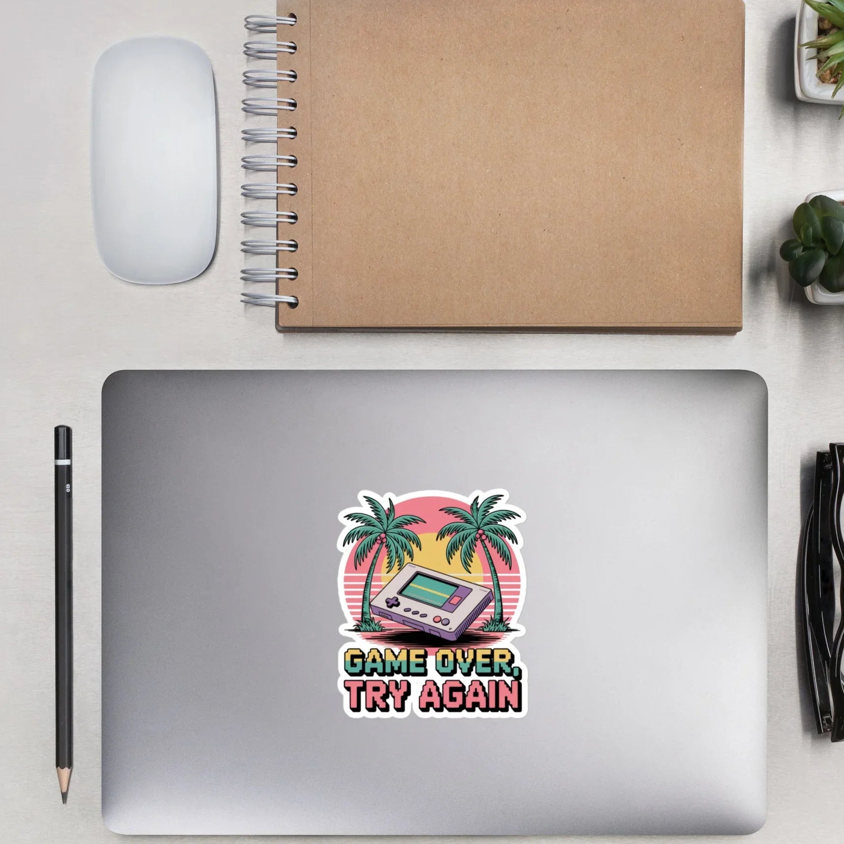 Game Over Try Again Sticker – Retro Gamer Aesthetic Decal - RaZits